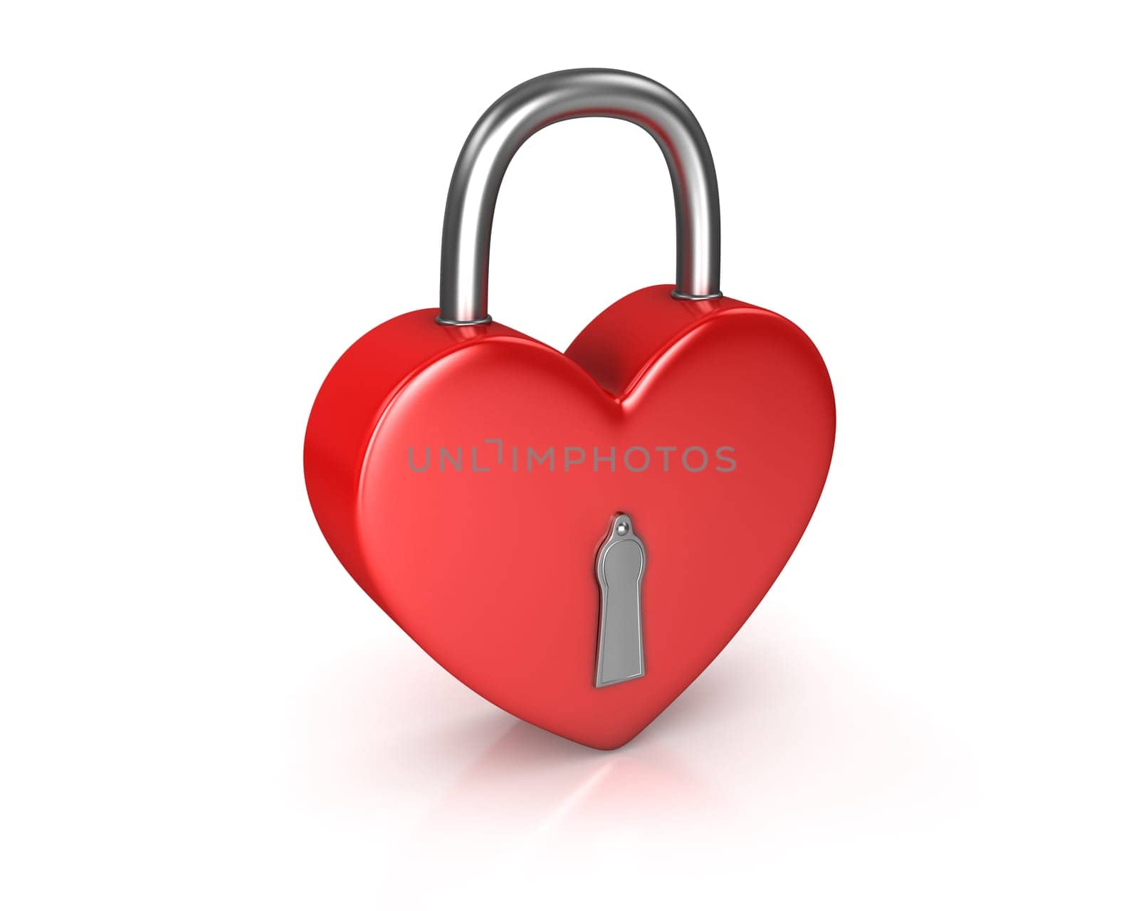Red lock formed as heart isolated on white background