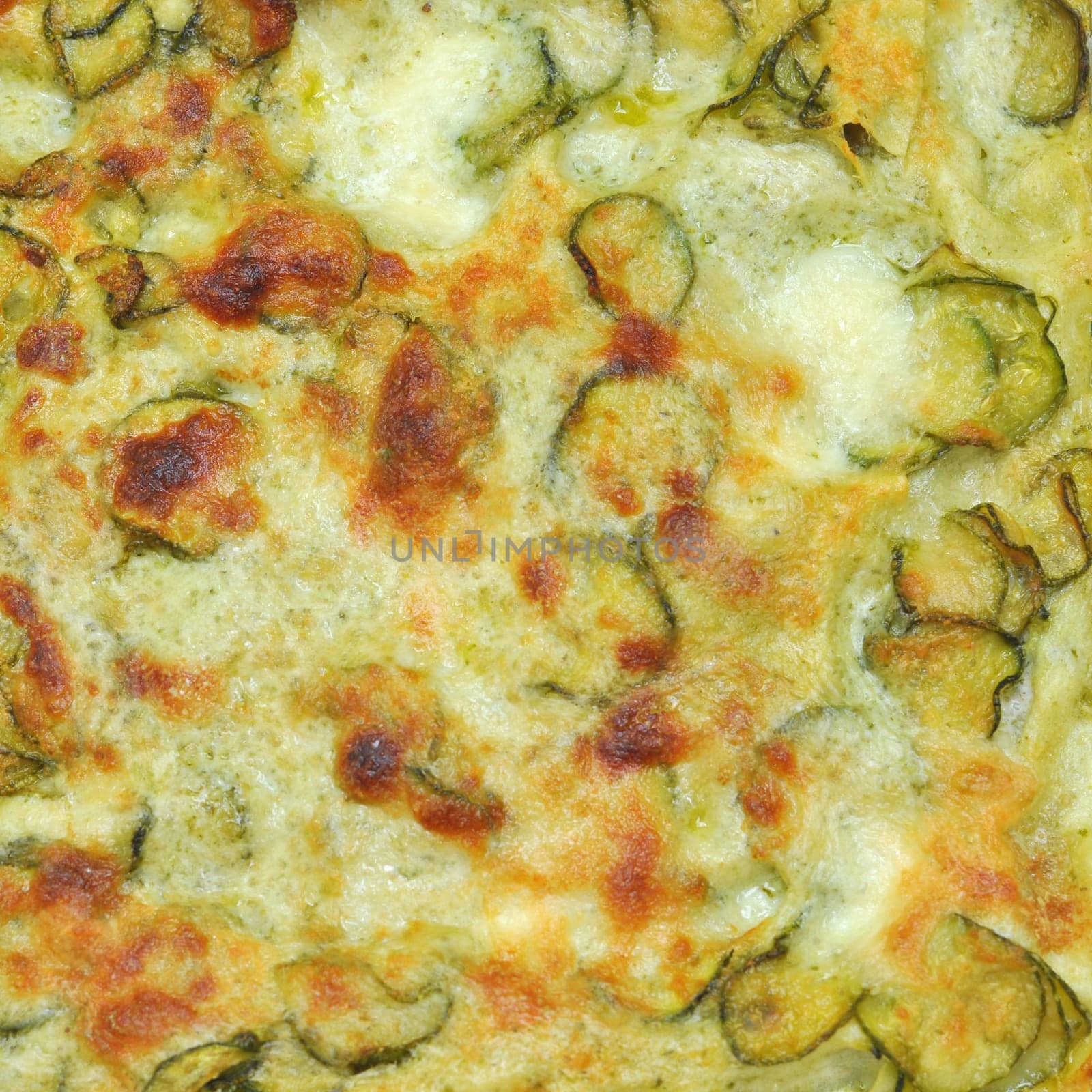 Detail of courgettes (zucchini) omelette vegetarian food