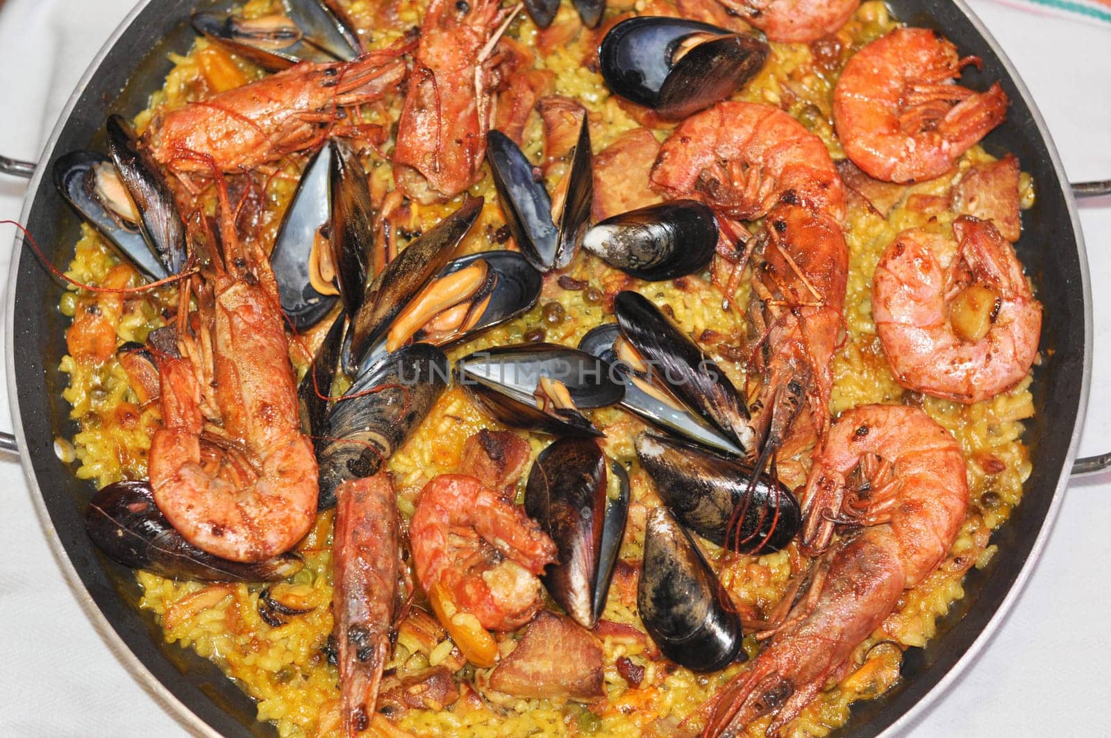 Detail of traditional Valencian rice dish from Spain