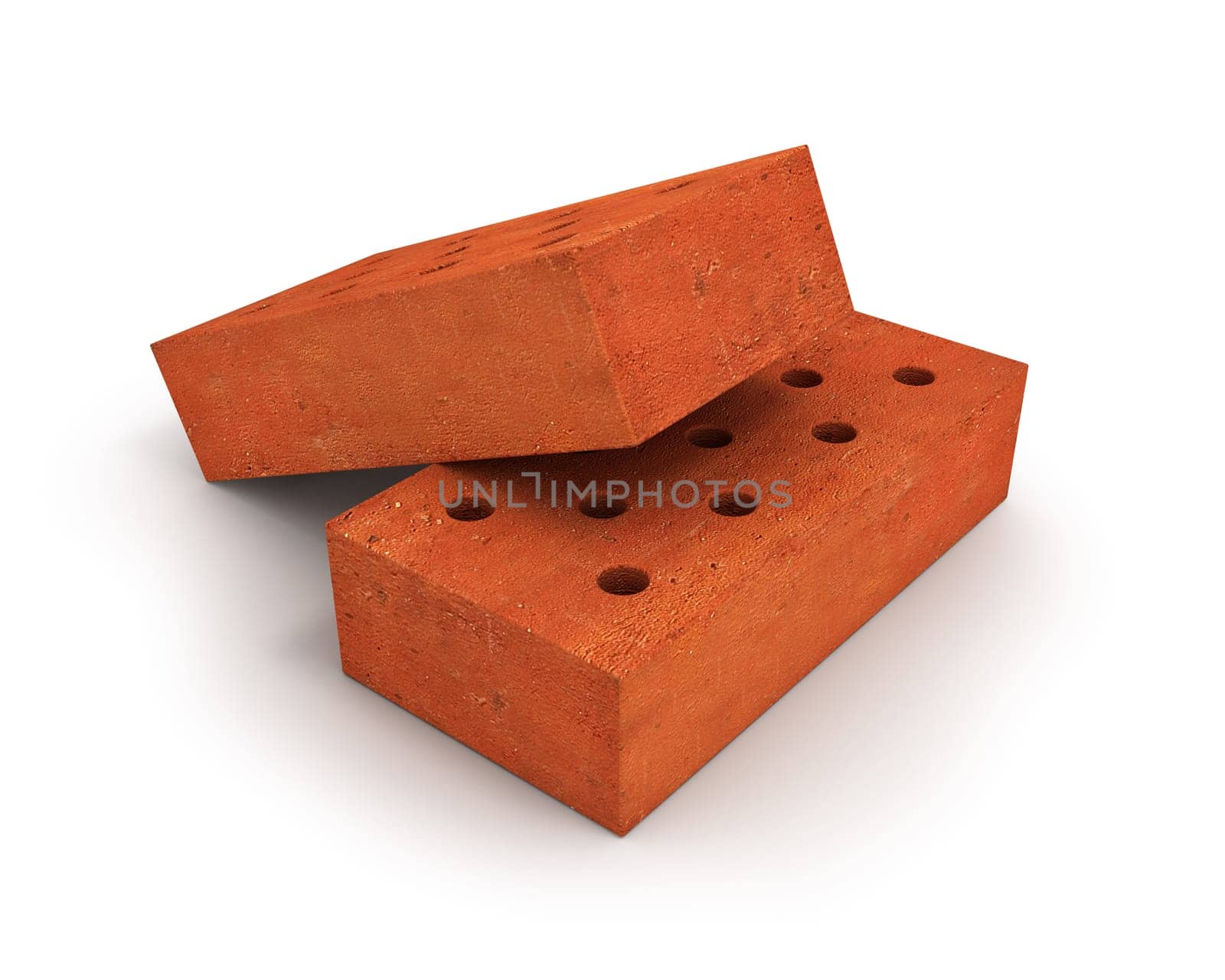 Two orange bricks isolated on white background