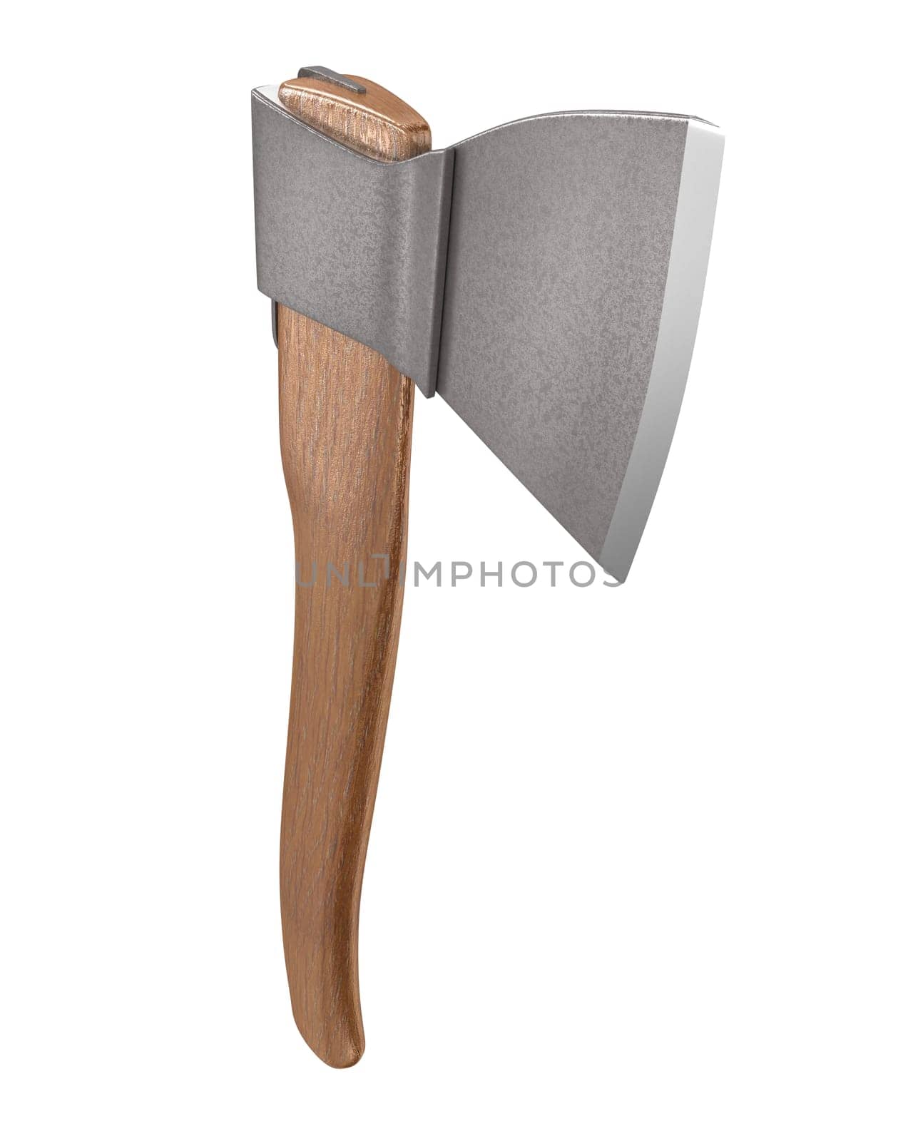 Axe with wooden handle isolated on white, vertical