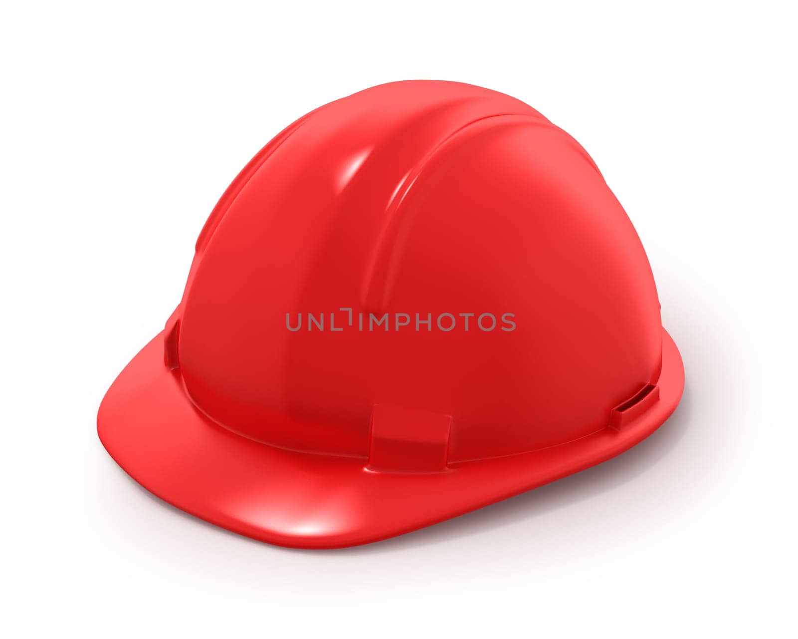Red builder&#039 s helmet isolated on white background