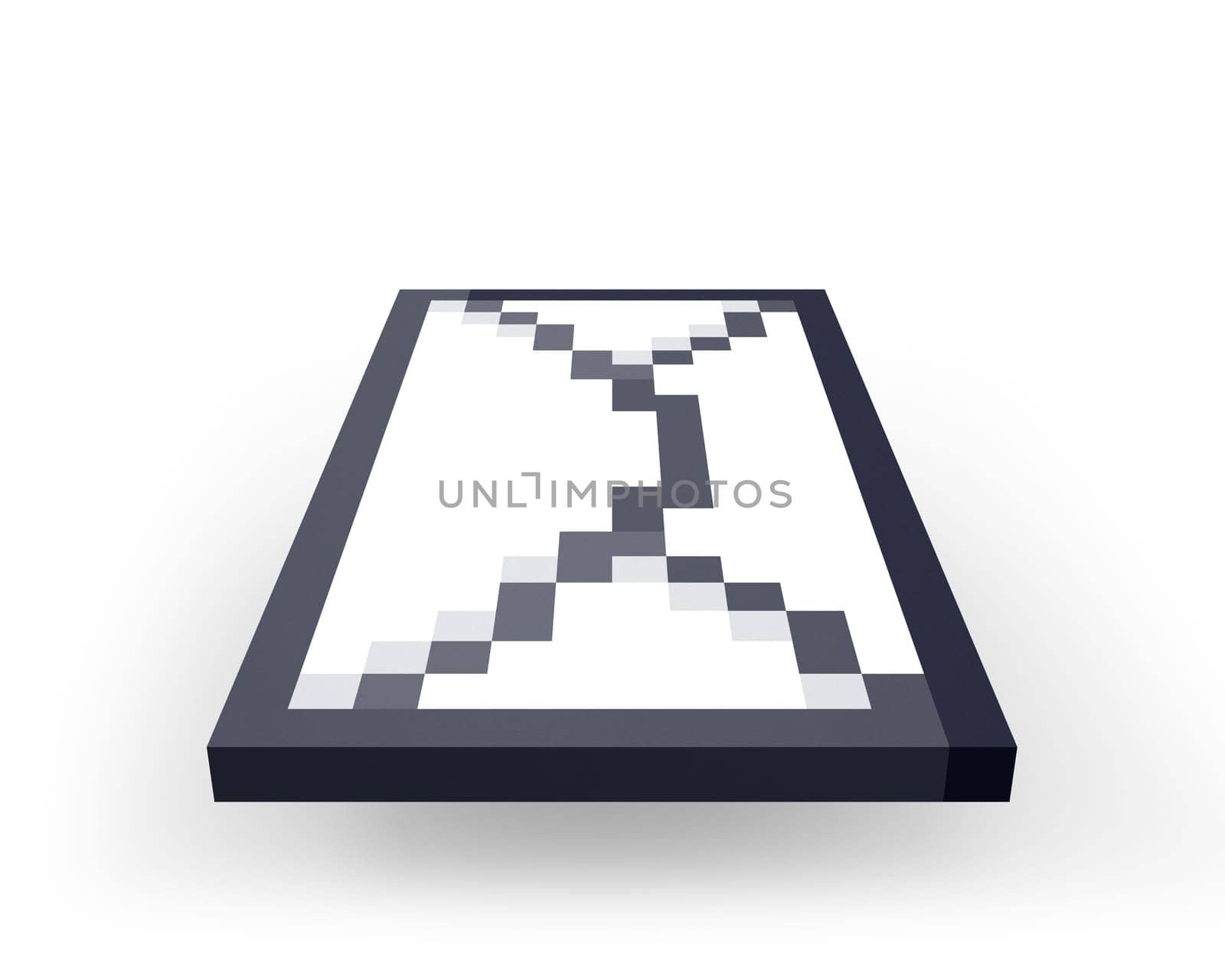 Sending pixelated letter, isolated on white background