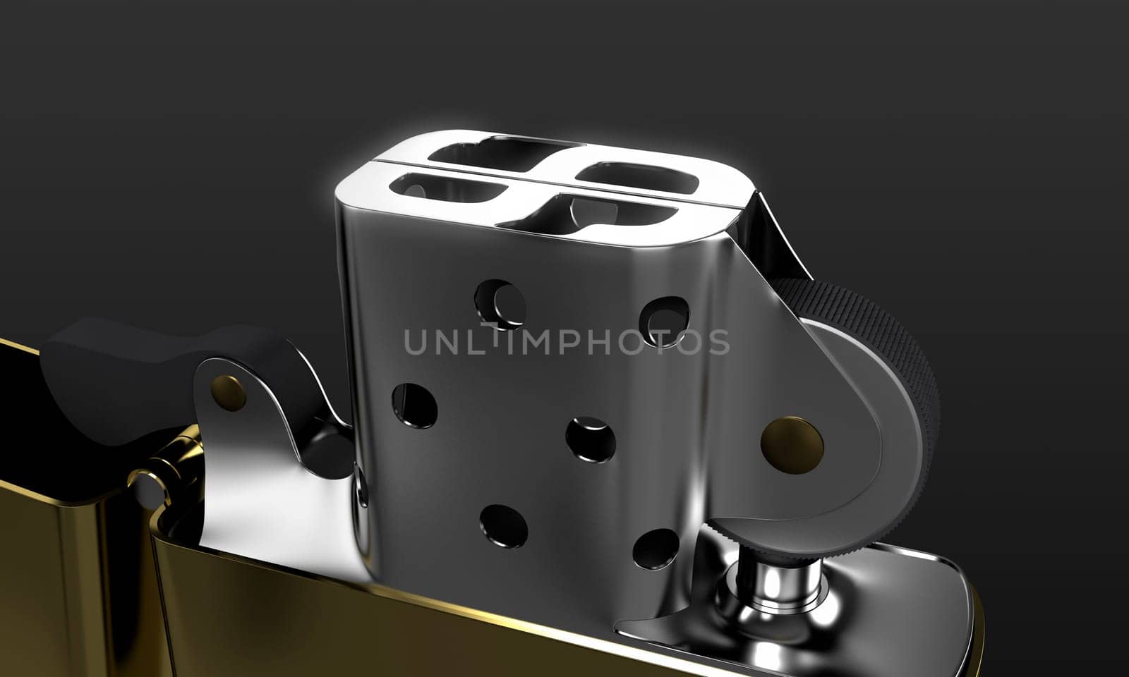 Classic lighter with dollar sign on the top on gray background