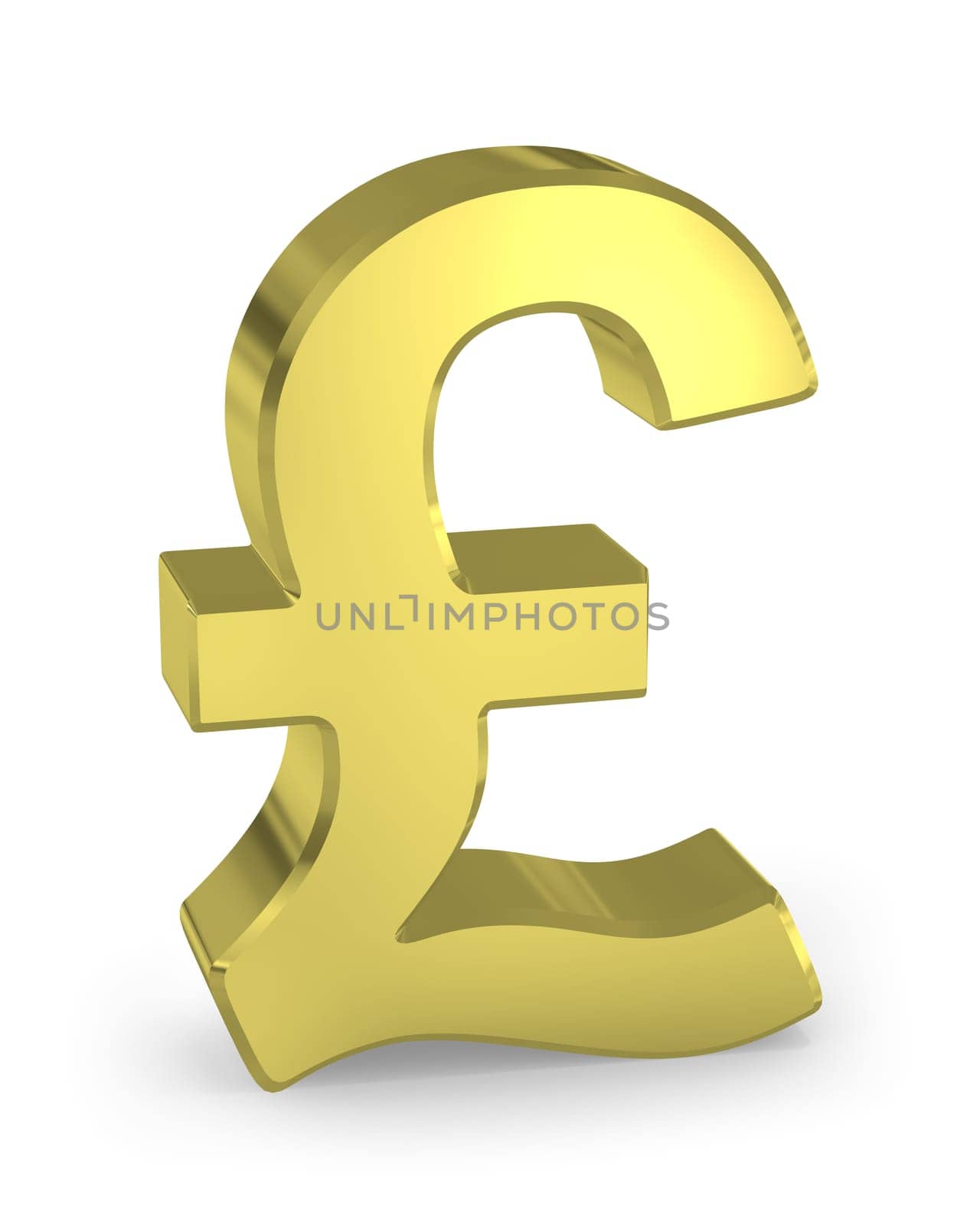 Golden pound sign isolated on white background