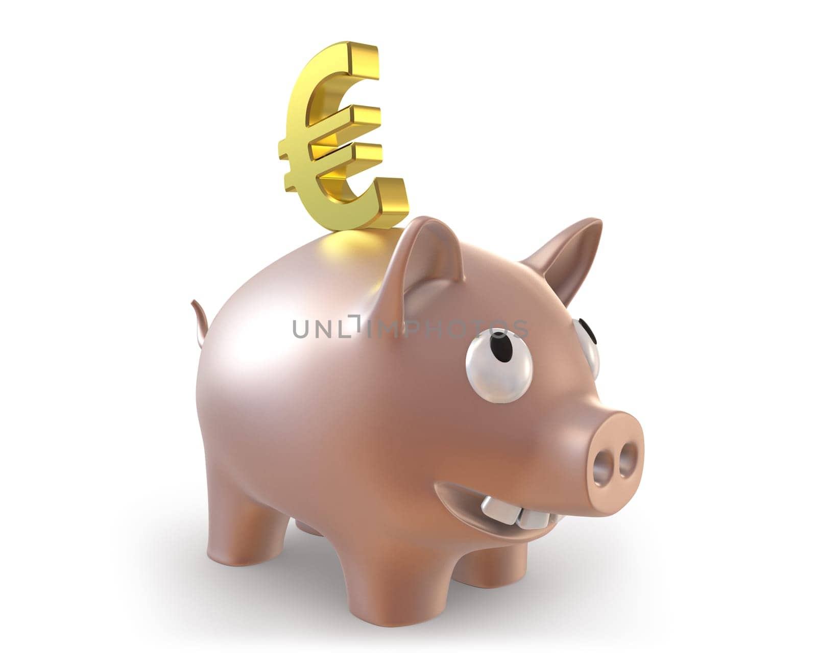 3d piggy bank with euro symbol isolated on white background