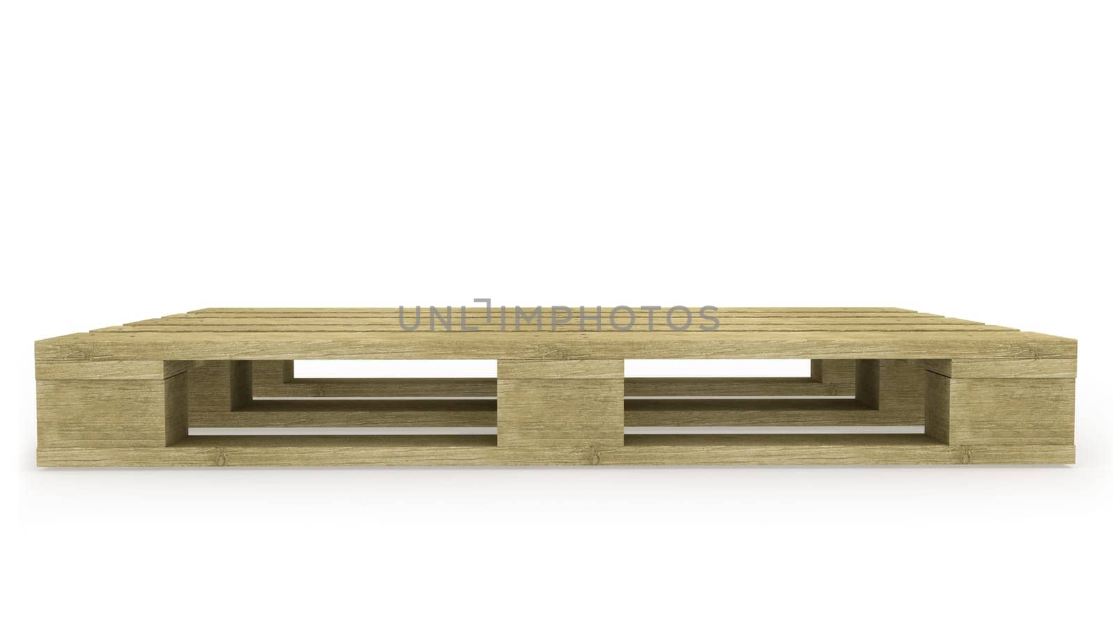 Wooden pallet side view isolated on white background