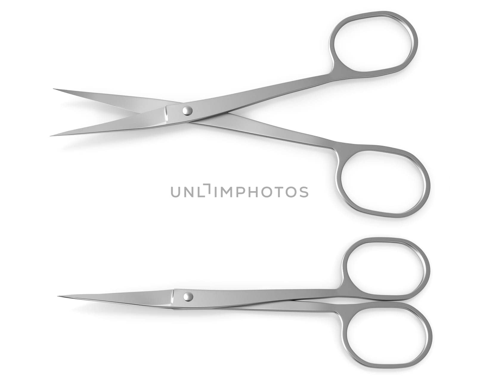 Manicure scissors closed and opened isolated on white background