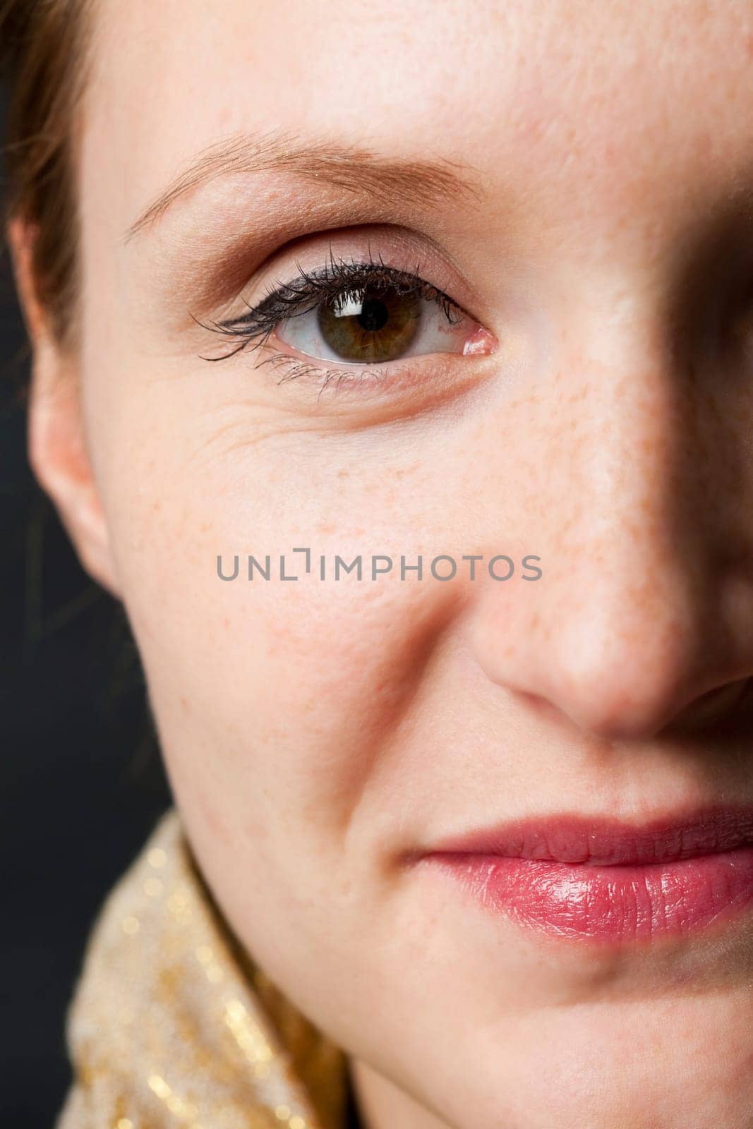 Close-up portrait of a beautiful woman. Studio shot.