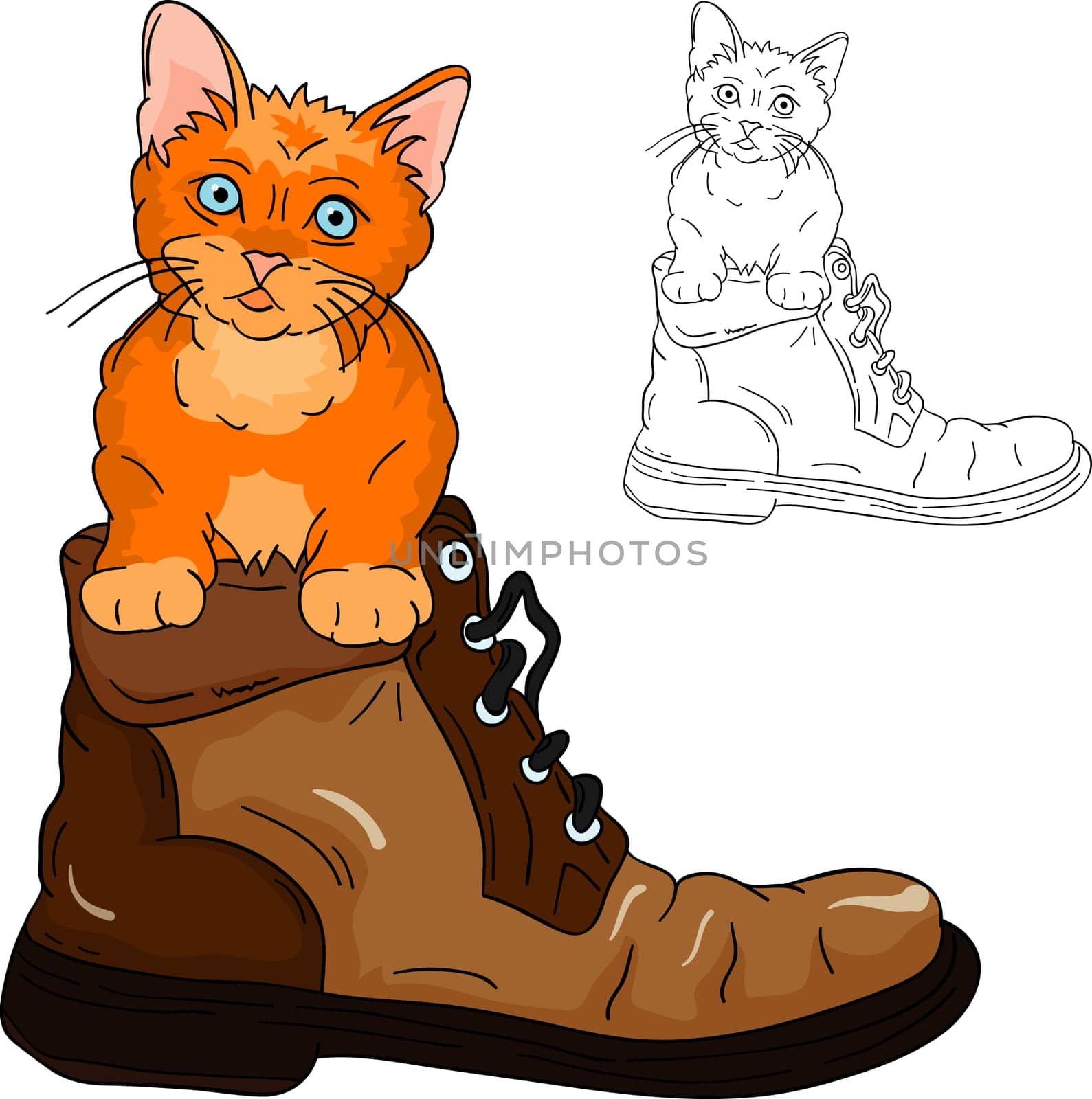 vector - Adorable little kitten inside a boot