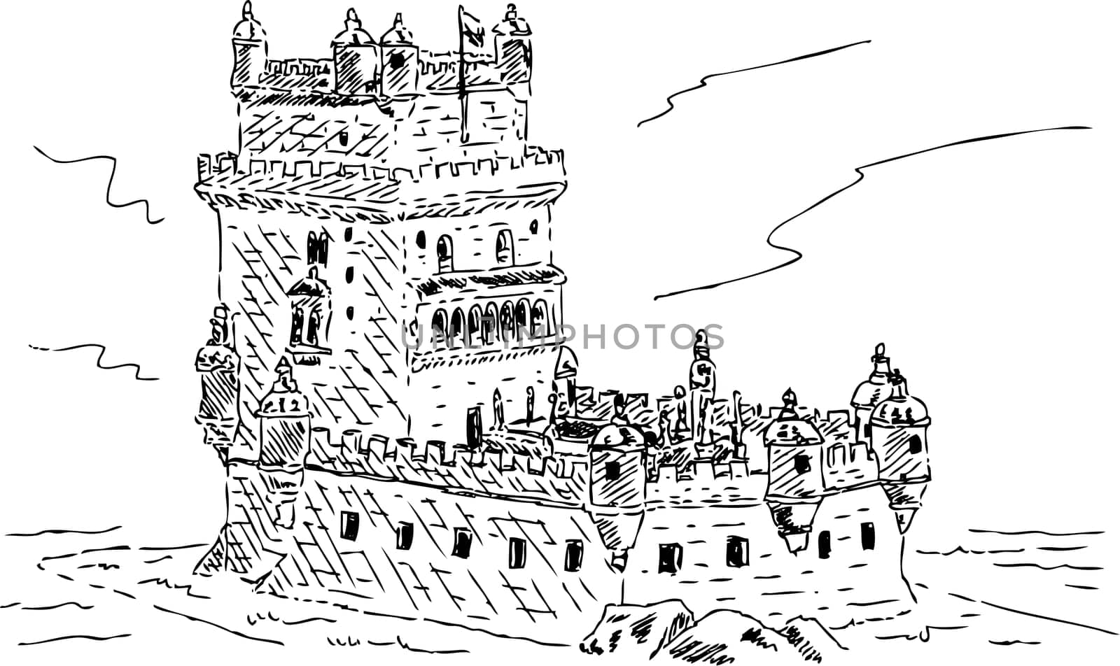 vector - tower of belem in Portuguese in Lisbon
