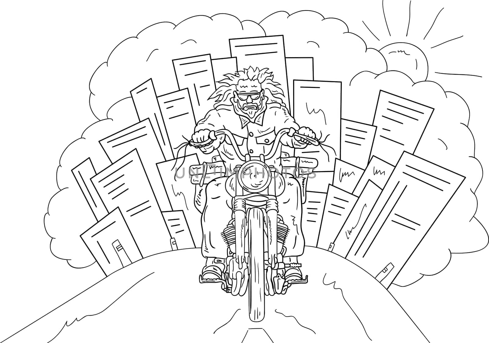 vector - Old Biker isolated on background