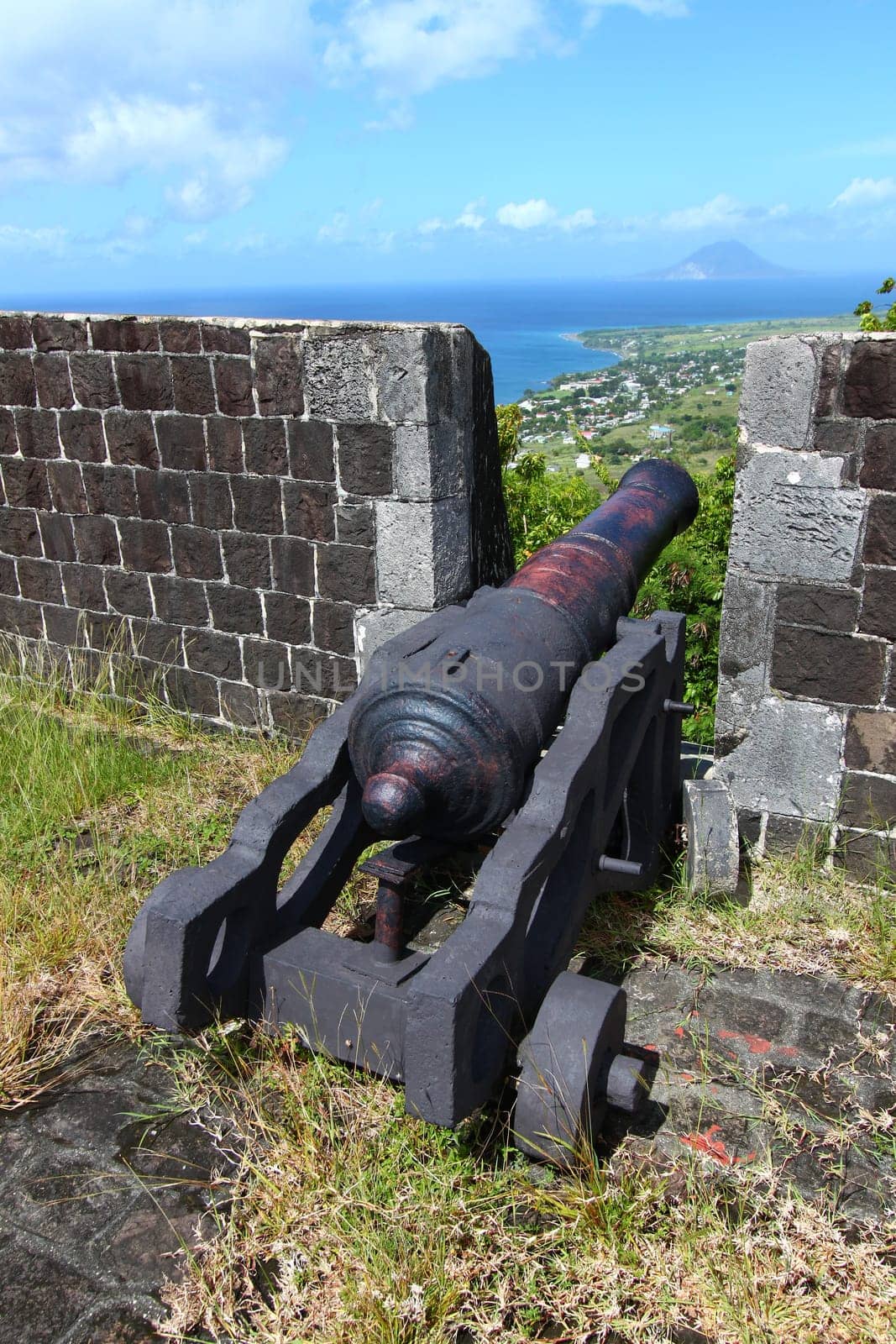 A cannon at Brimstone Hill Fortress National Park in Saint Kitts.