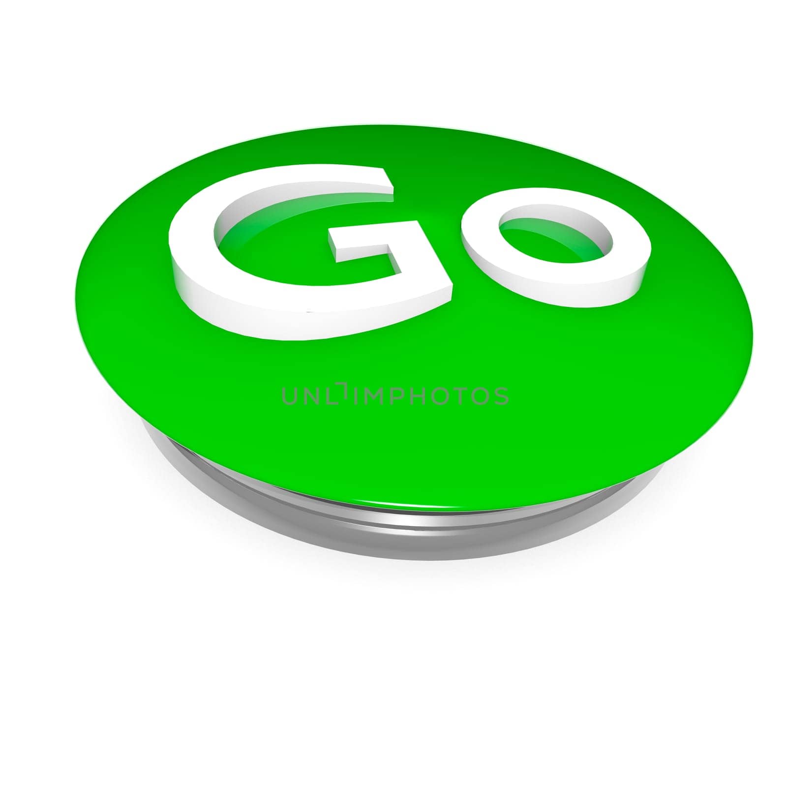 Go Green button on white,3d image