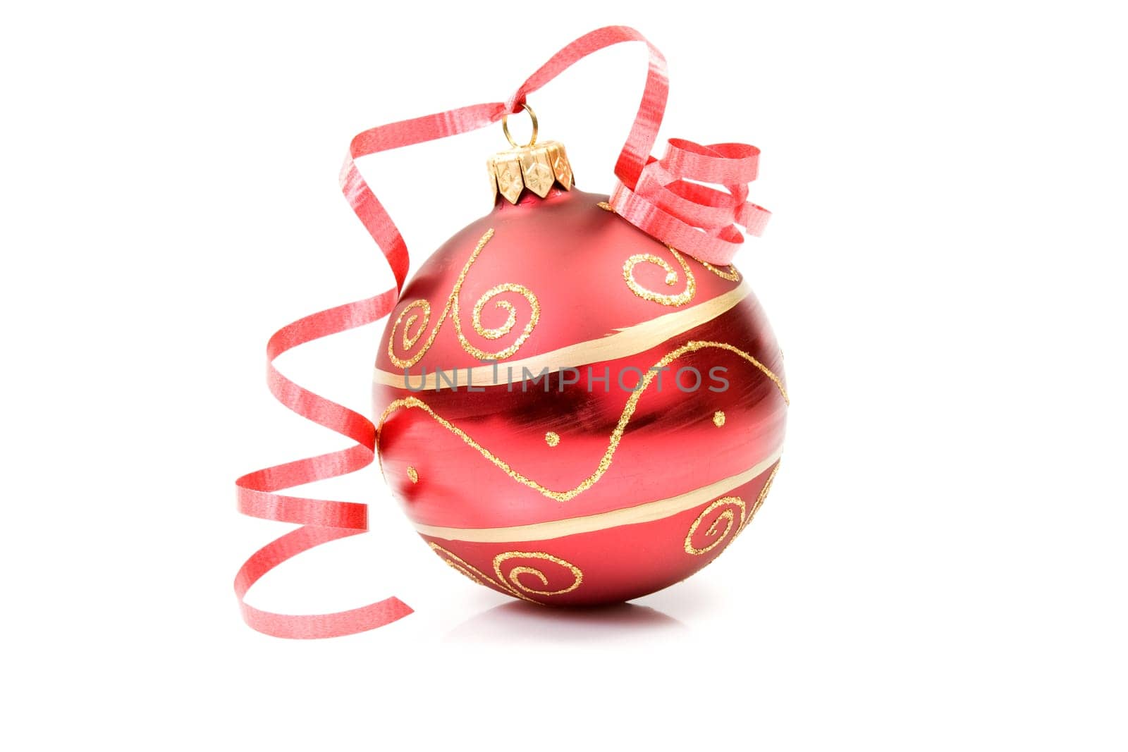 red christmas bauble over a white background