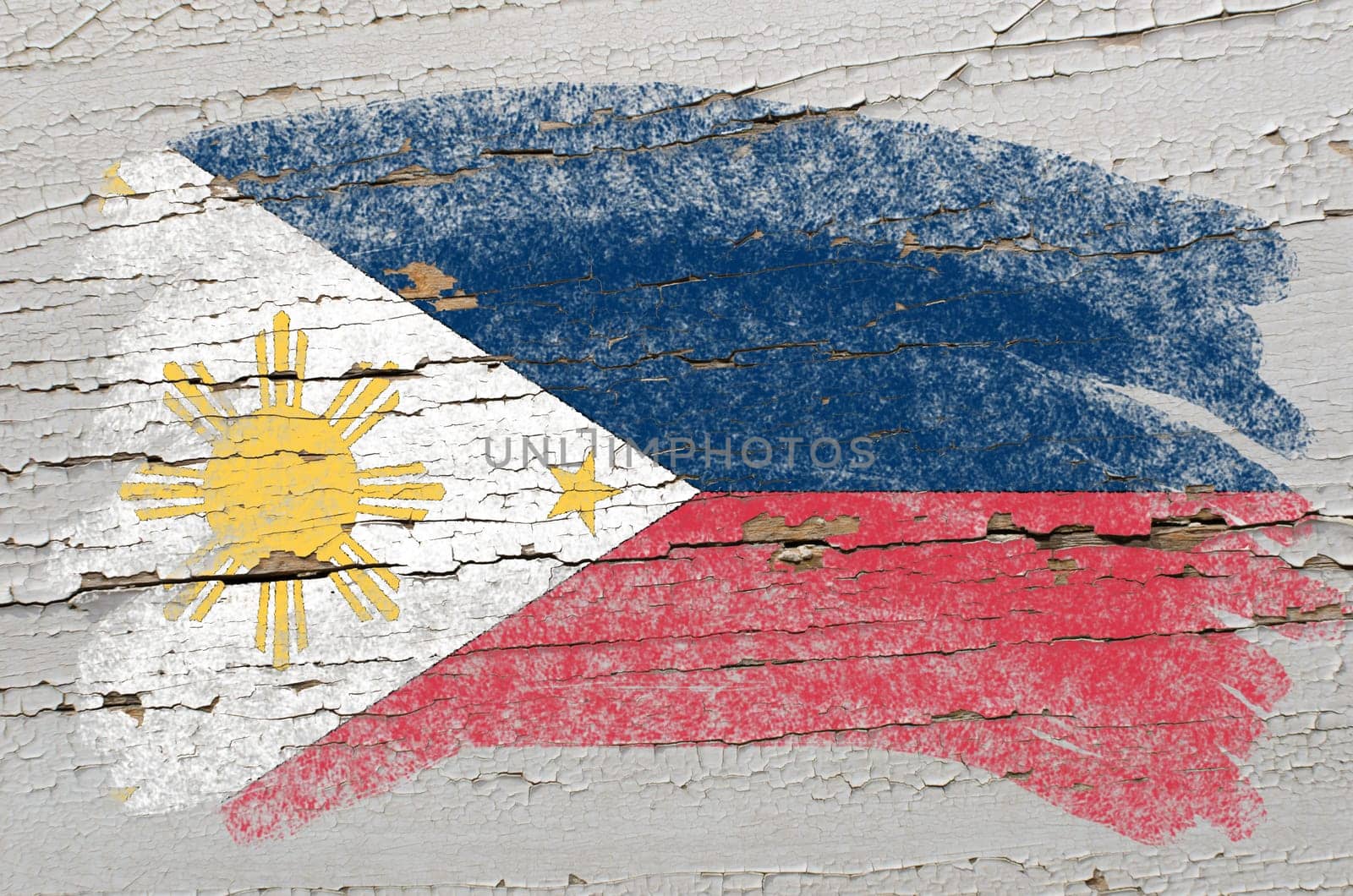 Chalky phillip flag painted with color chalk on grunge wooden texture