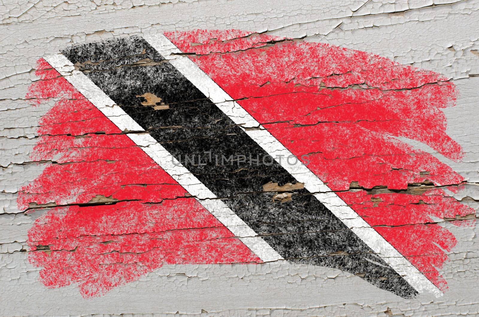 Chalky trinidad and tobago flag painted with color chalk on grunge wooden texture