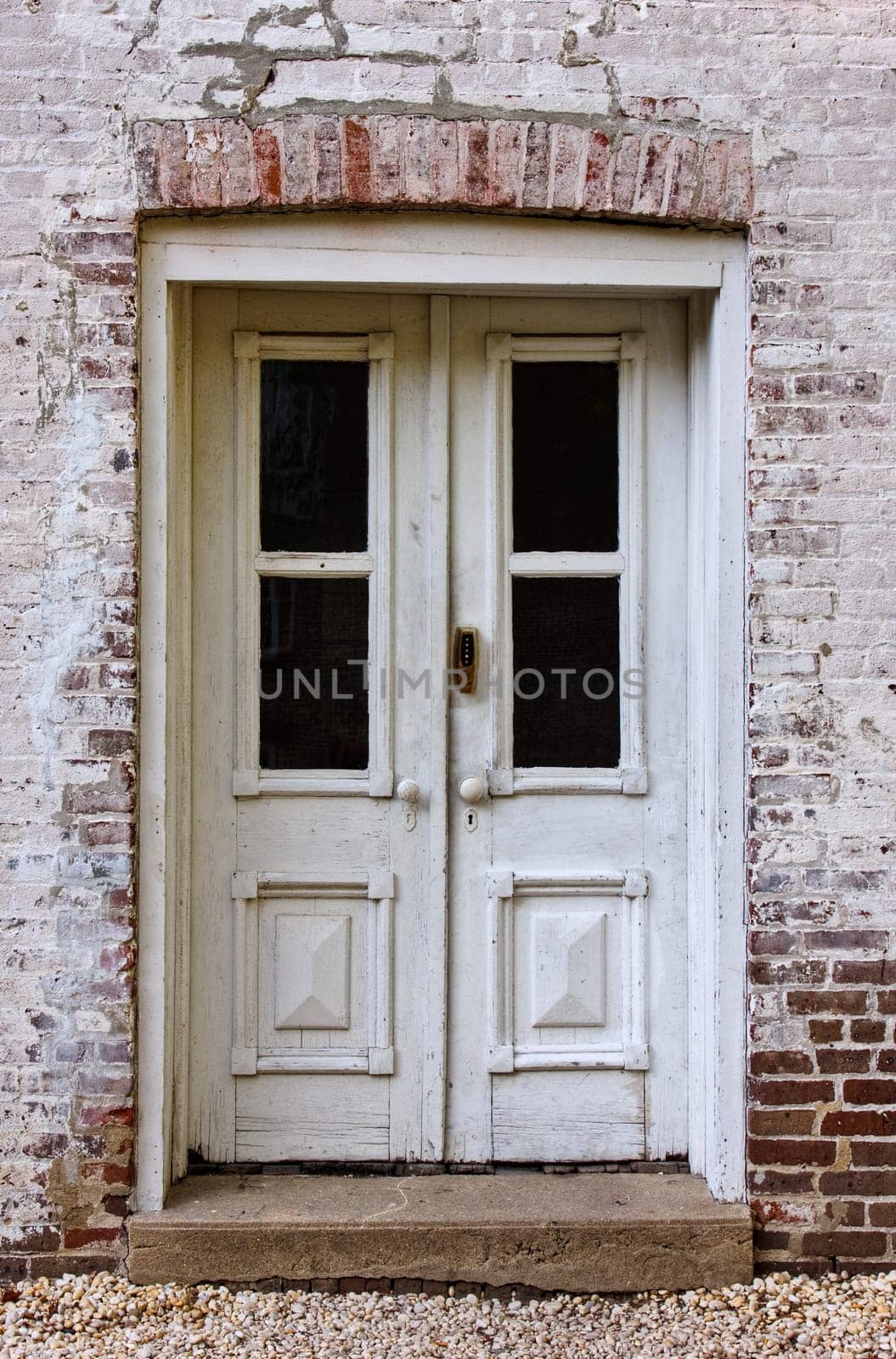 Front doors of an old brick building