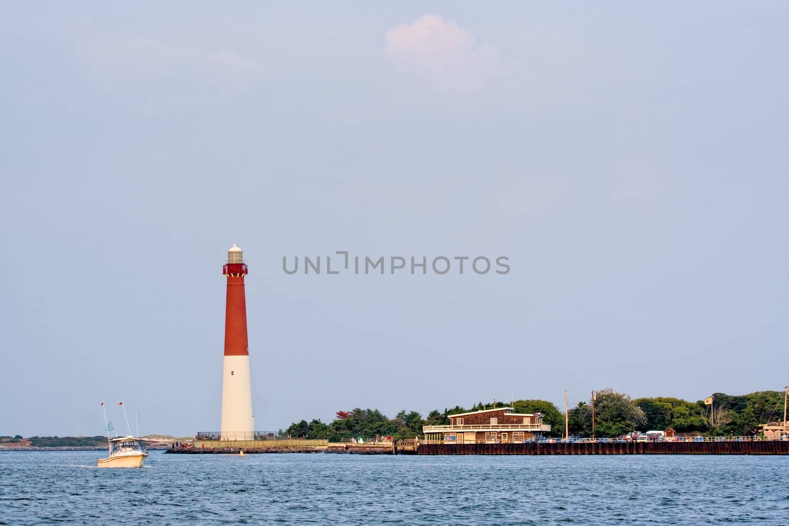 Barengat Lighthouse at Long Beach Island, New Jersey. This lighthouse is nicknamed Old Barney.