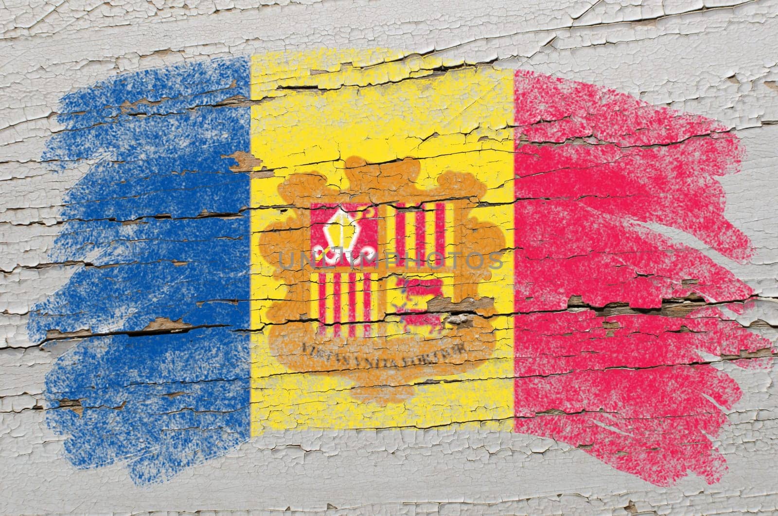 Chalky andoran flag painted with color chalk on grunge wooden texture