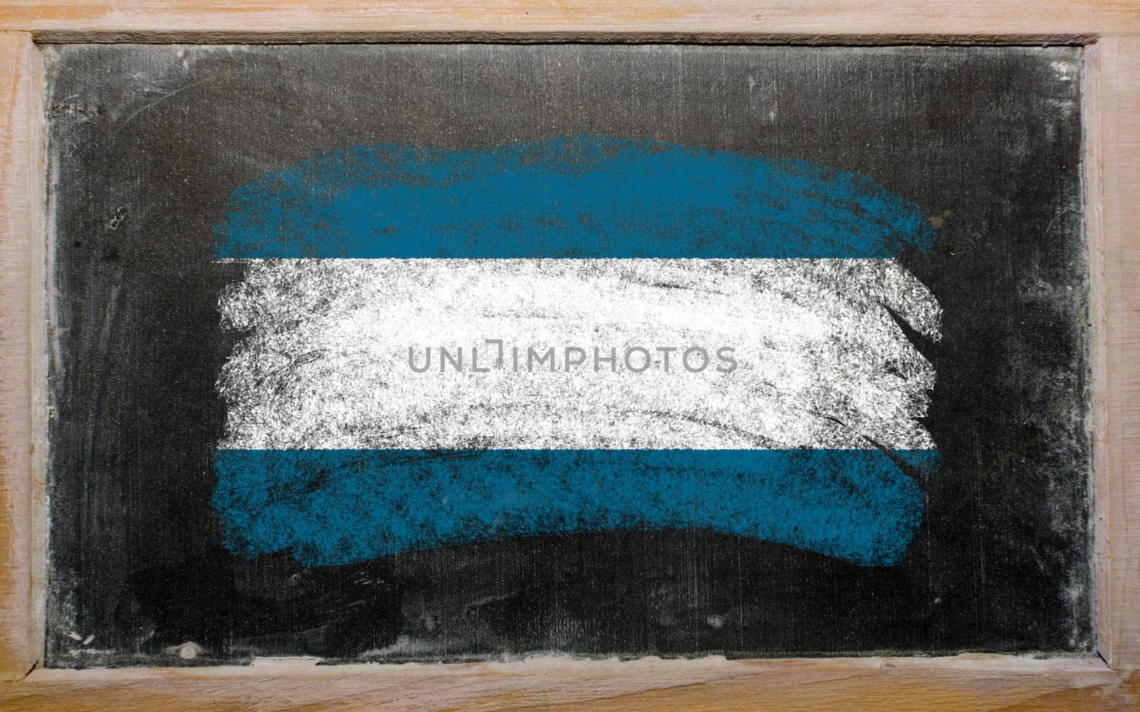 Chalky el salvador flag painted with color chalk on old blackboard