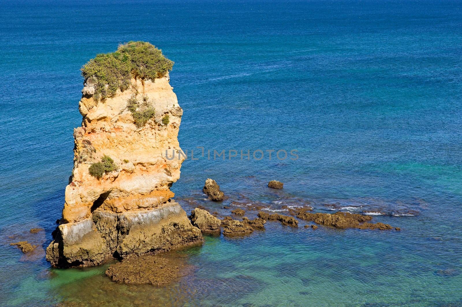 Typical rock formation on Portugal's south coast in the Algarve