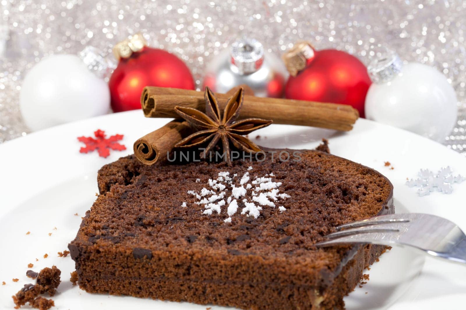 Chocolate cake with Christmas decoration