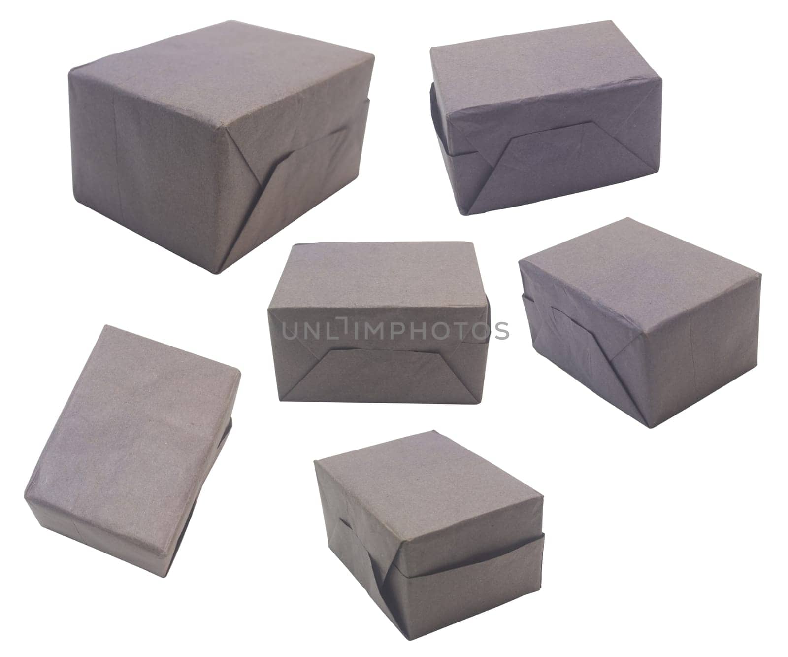 unknown package in different angle, isolated on white.