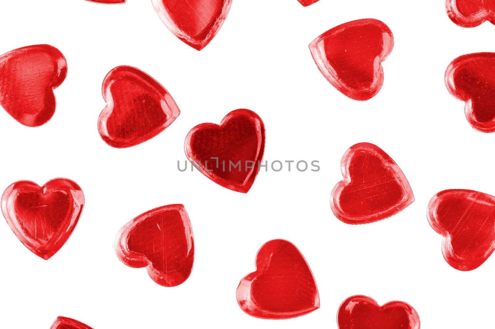 Red hearts confetti isolated on white background
