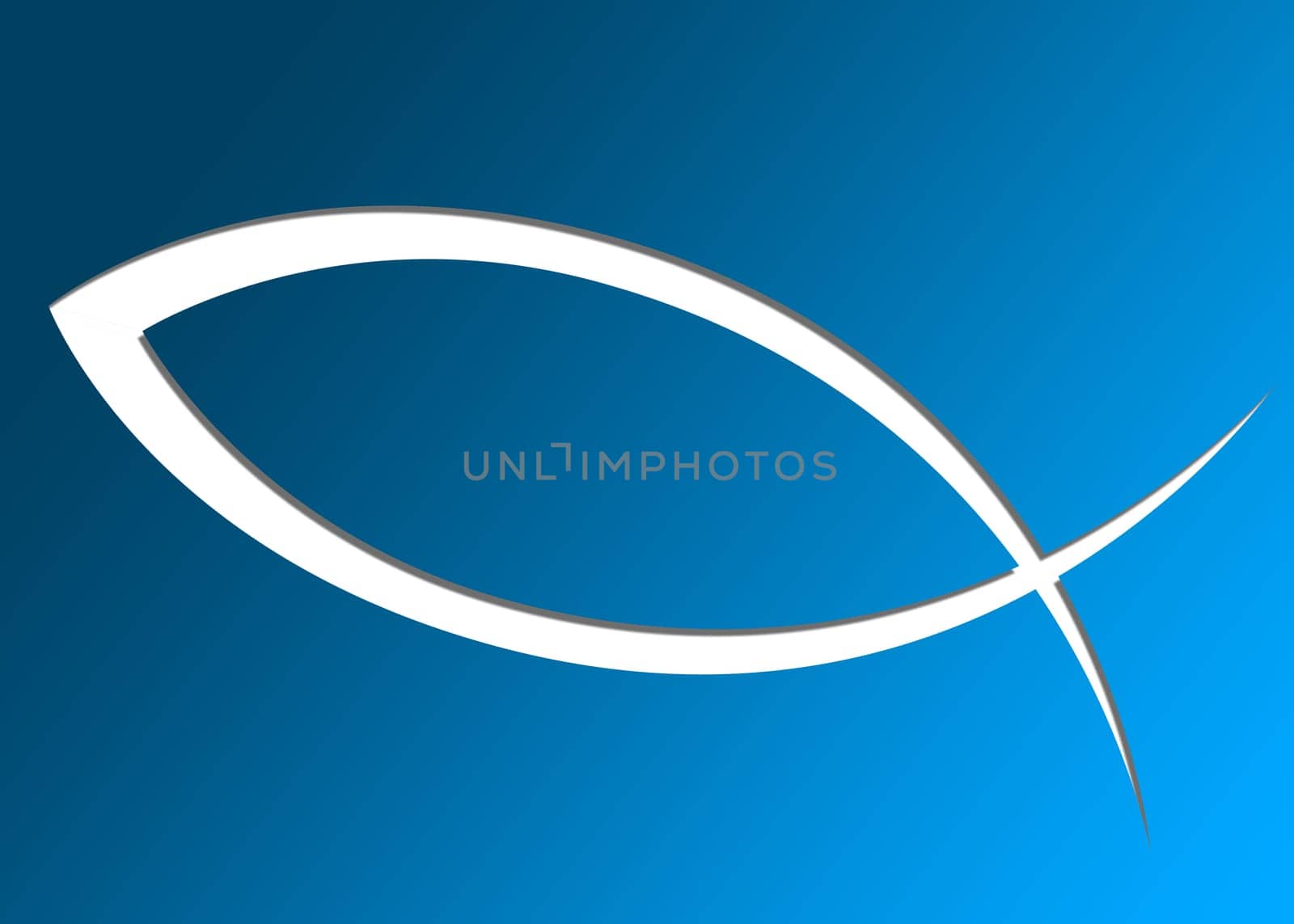 Christianity Fish Symbol Sign Blue Gradient with Shadow