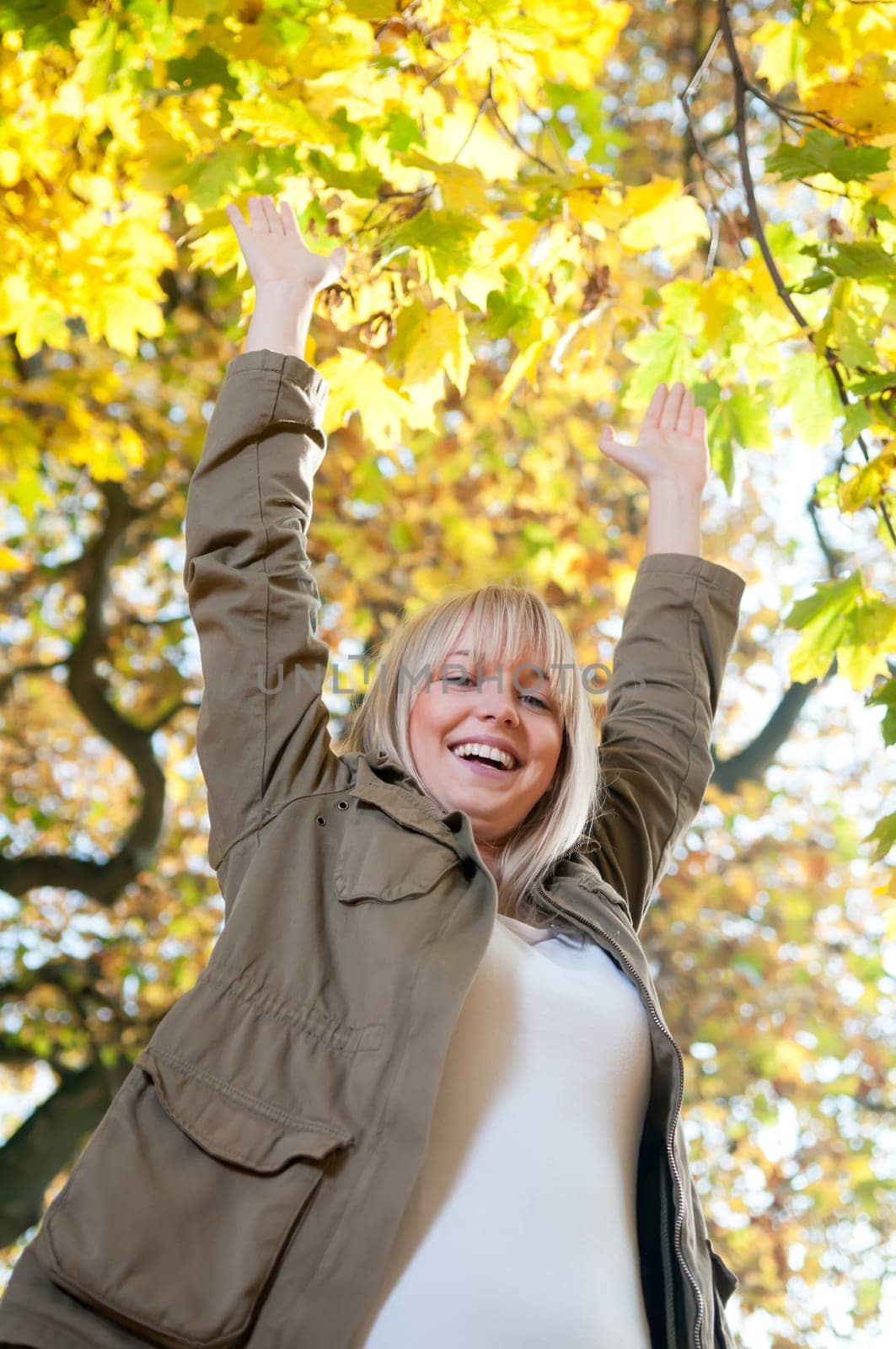 Young woman cheering