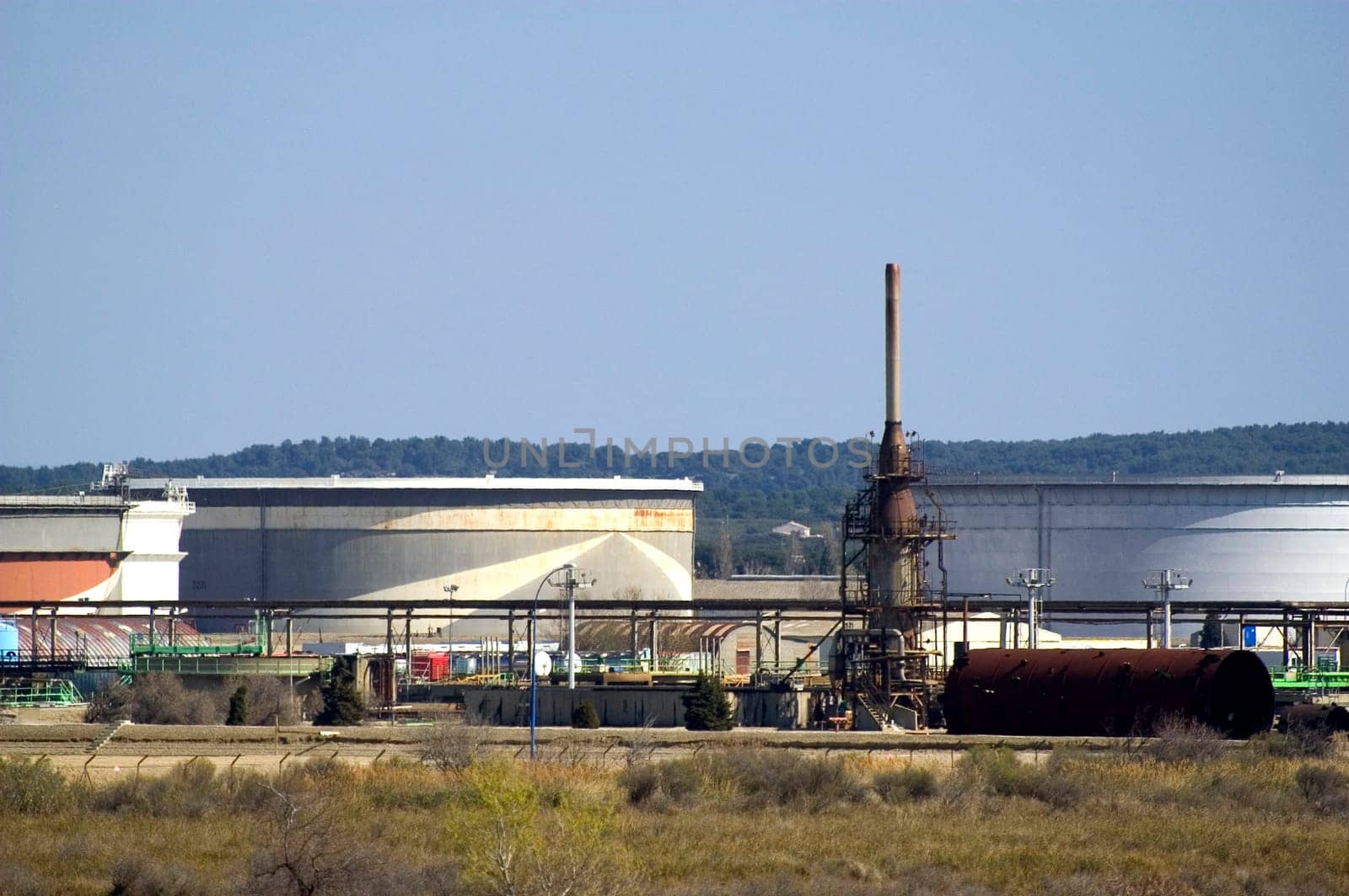 Petrochemical industry on the harbor industrial park of Fos on sea.