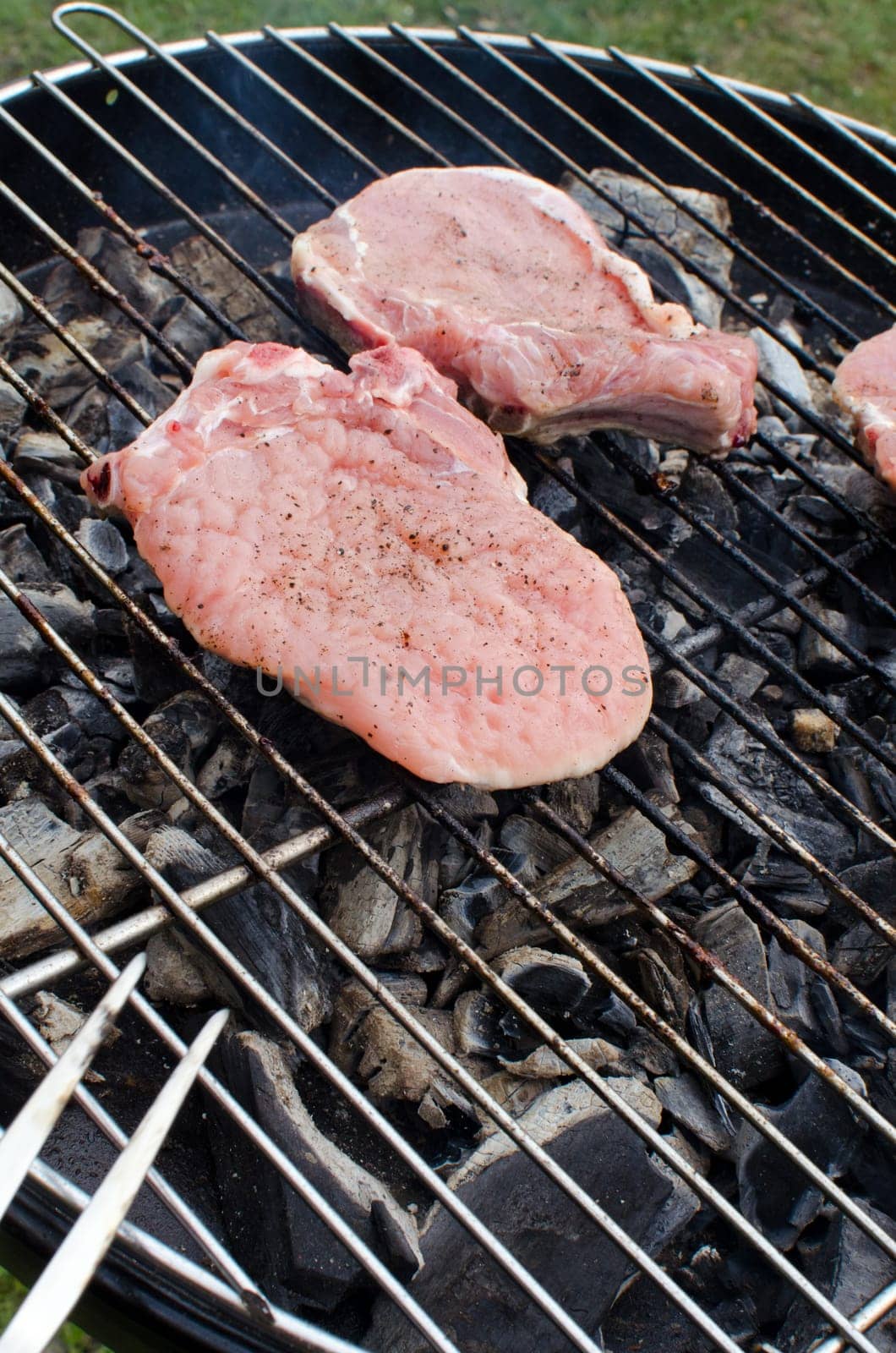 Meat cooking on barbeque