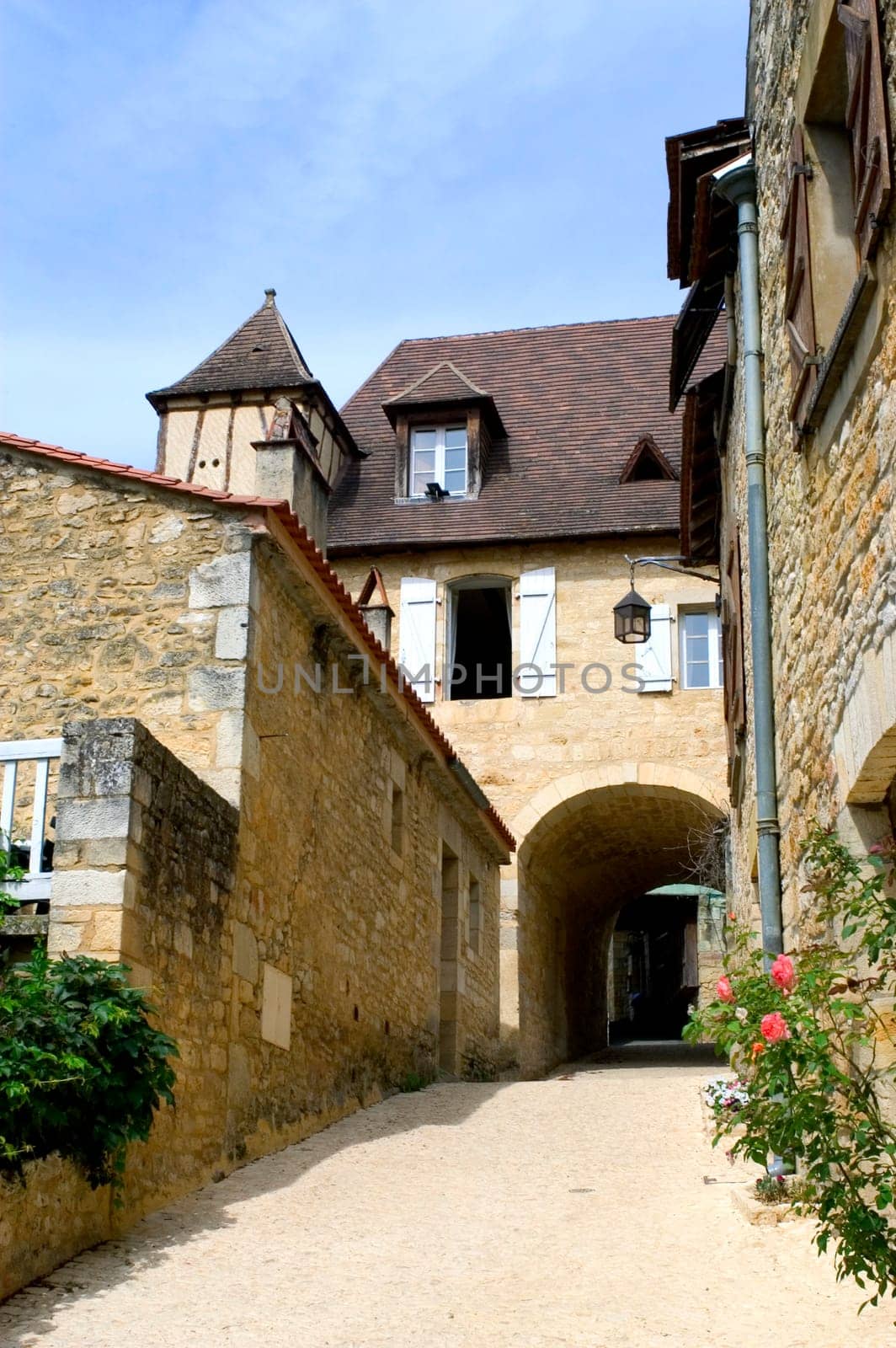 Castelnaud, the village and its castle. French village in the Perigord region where the war took place 100 years