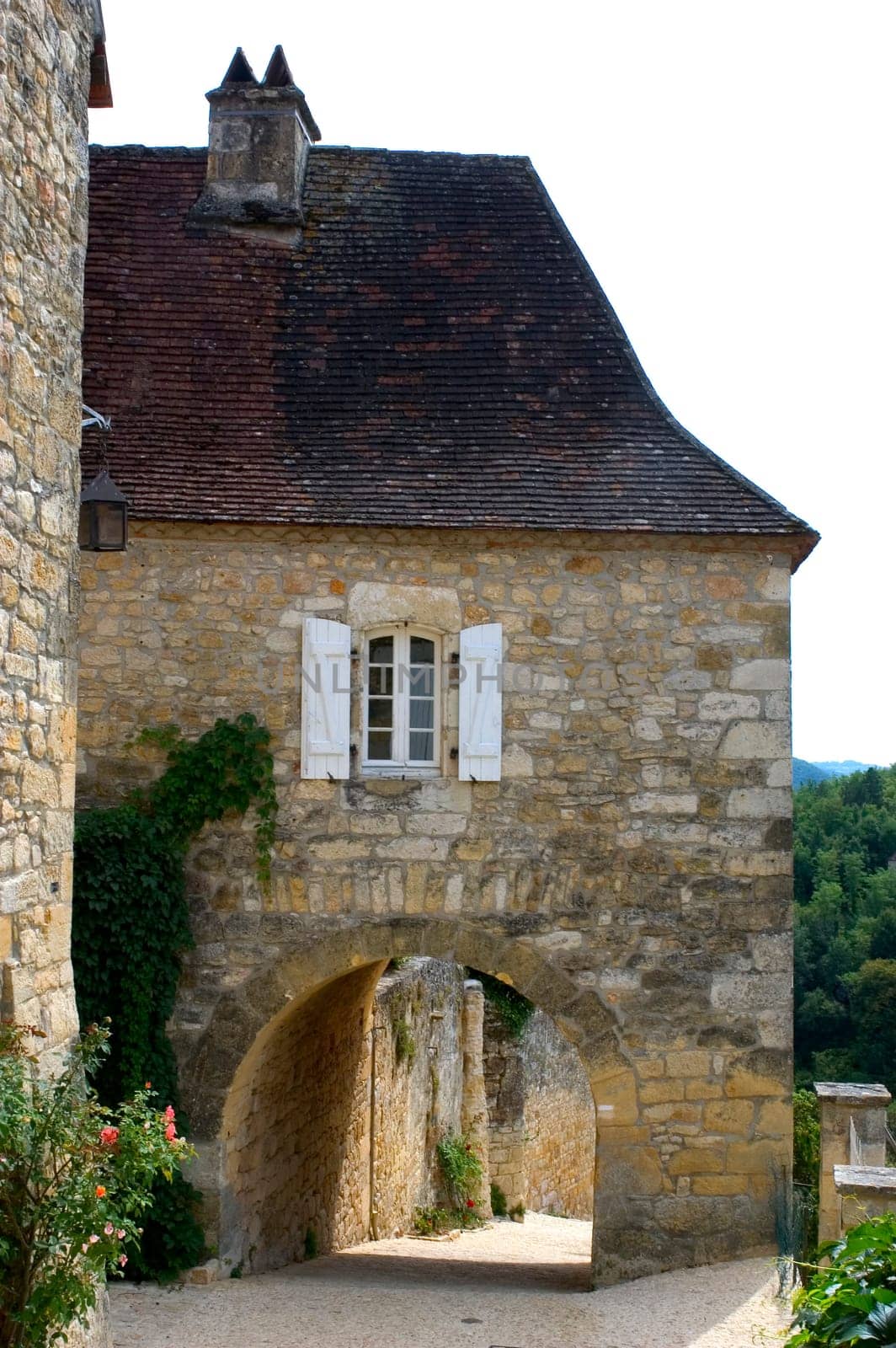 Castelnaud, the village and its castle. French village in the Perigord region where the war took place 100 years