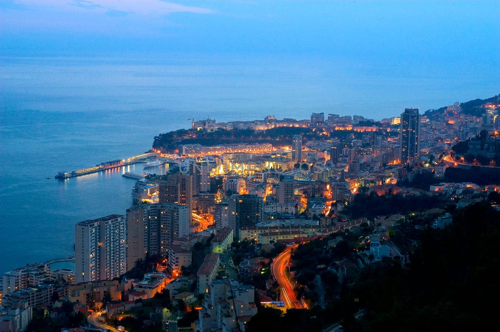 Landscape of Monaco of night in the small hour