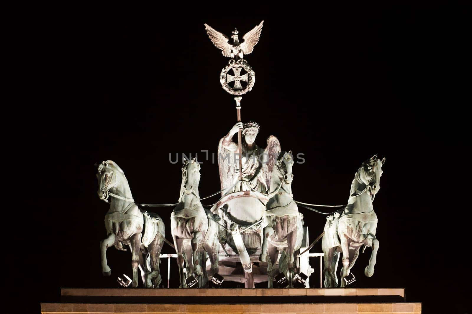 chariot Brandenburg Gate by night in berlin germany