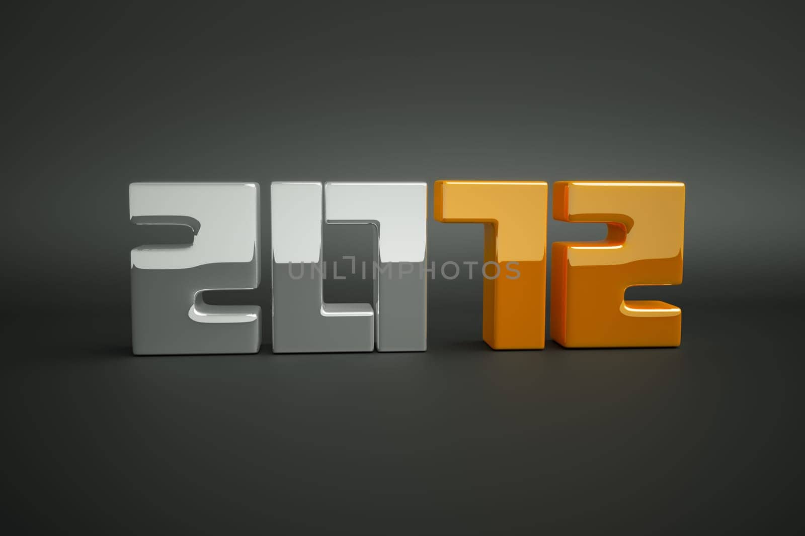 3d new year 2012 shape on grey background