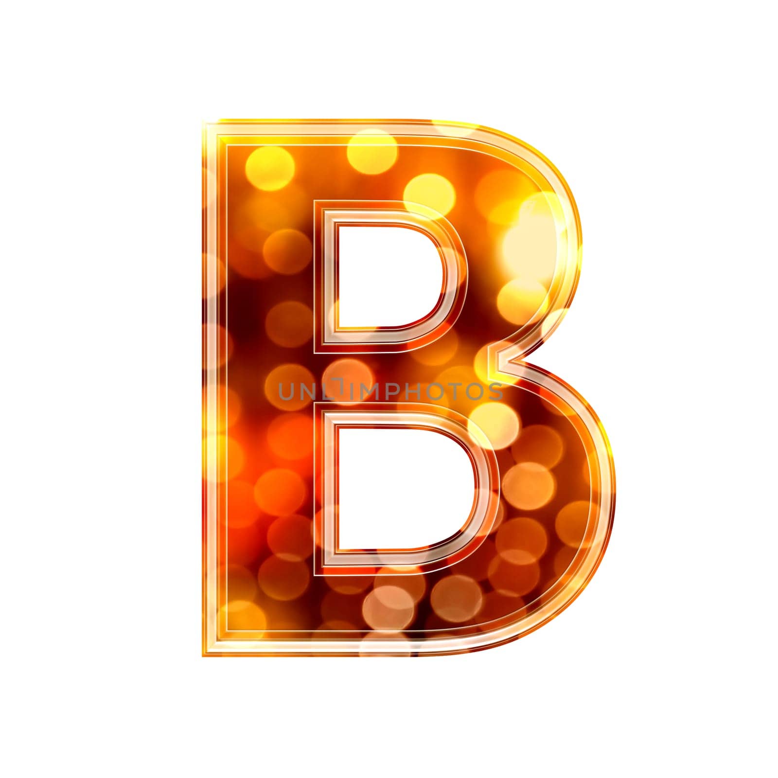 3d letter with glowing lights texture - B