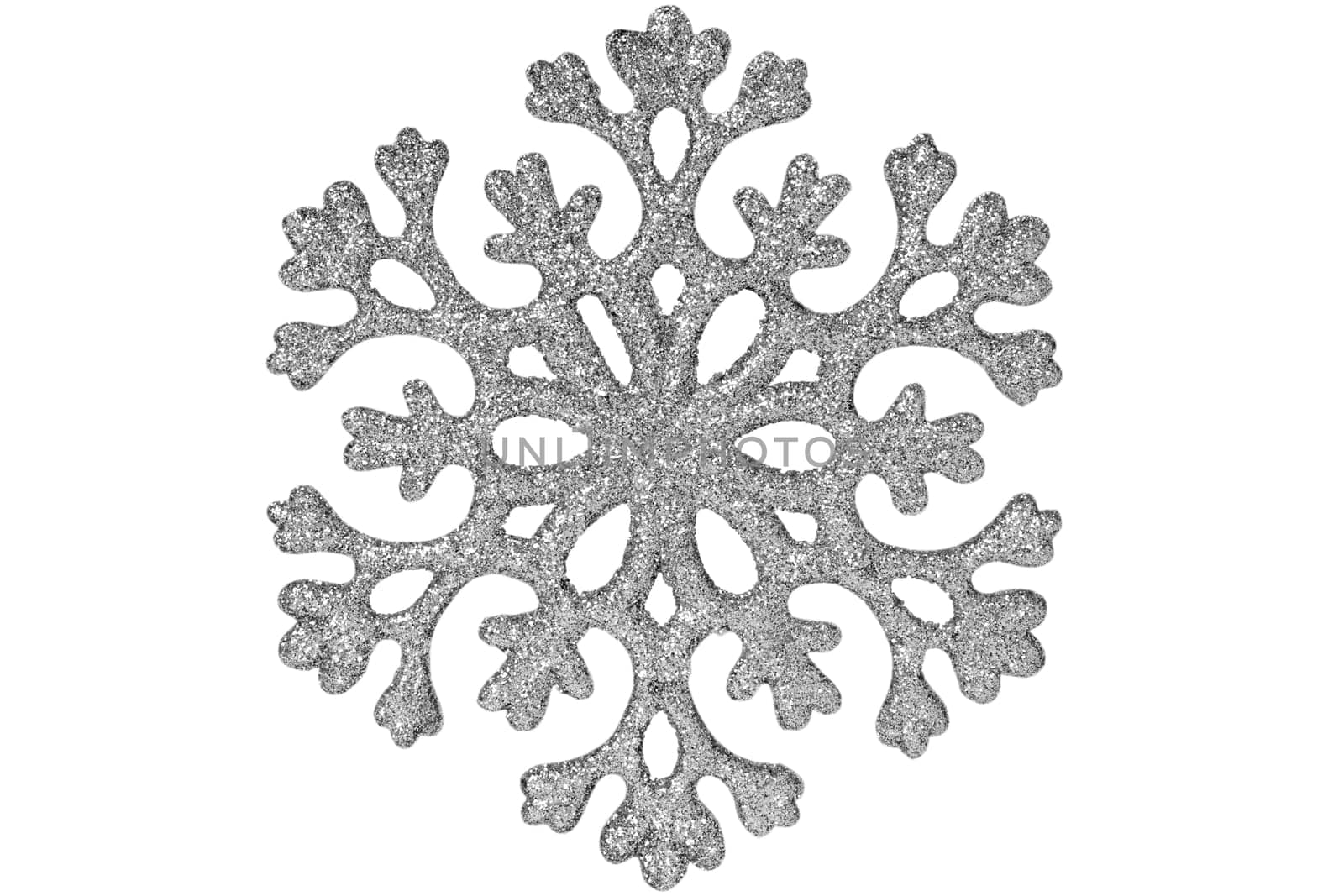 Silver shiny snowflake isolated on a white background