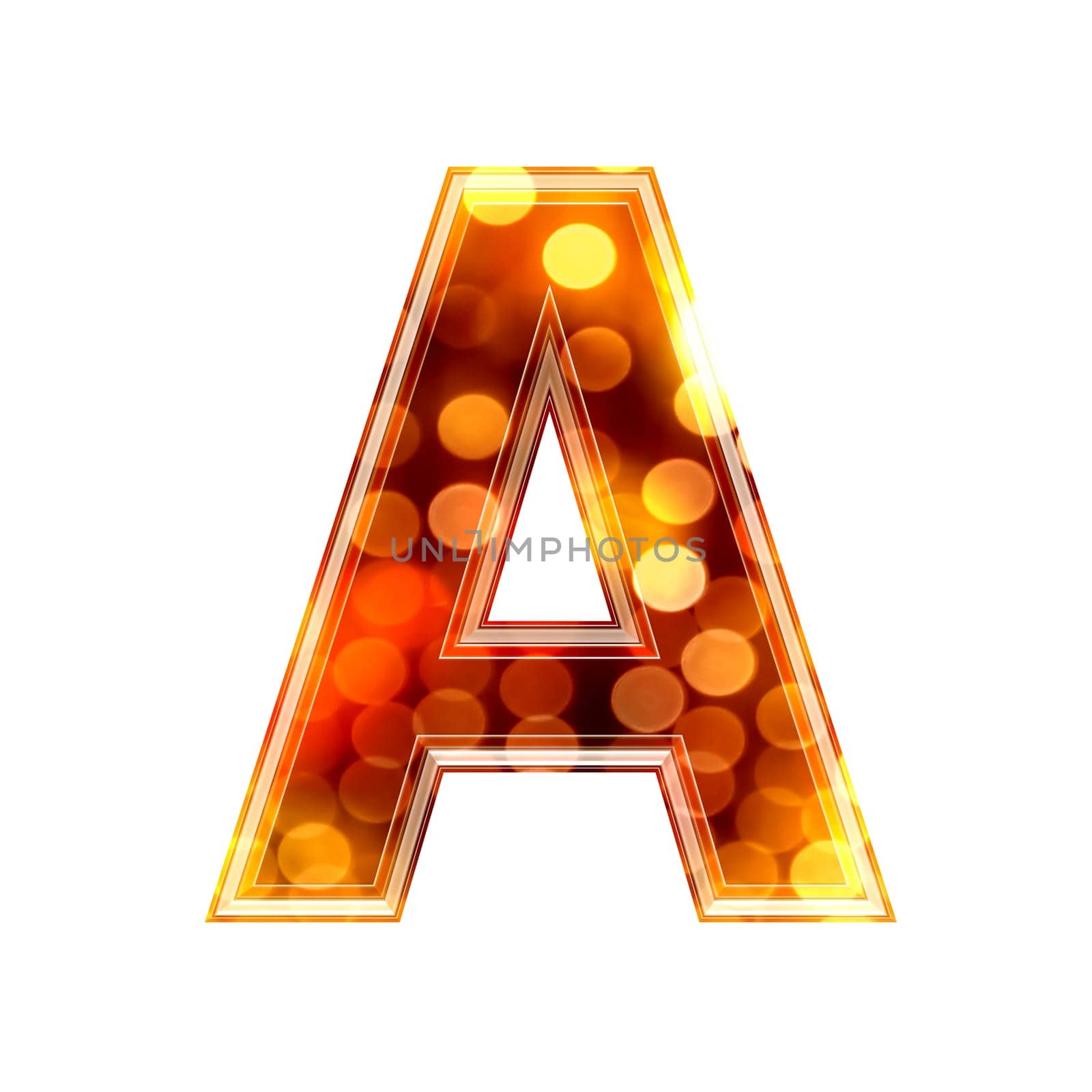 3d letter with glowing lights texture - A
