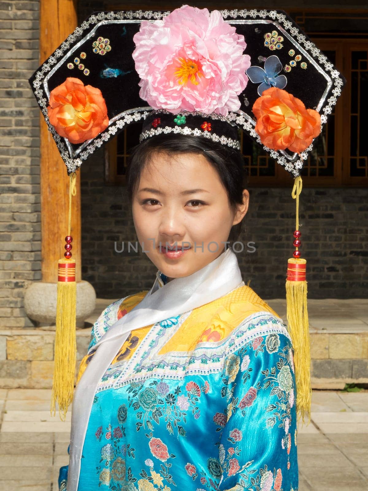 Woman of Manchuria,portrait of Chinese woman in traditional costume