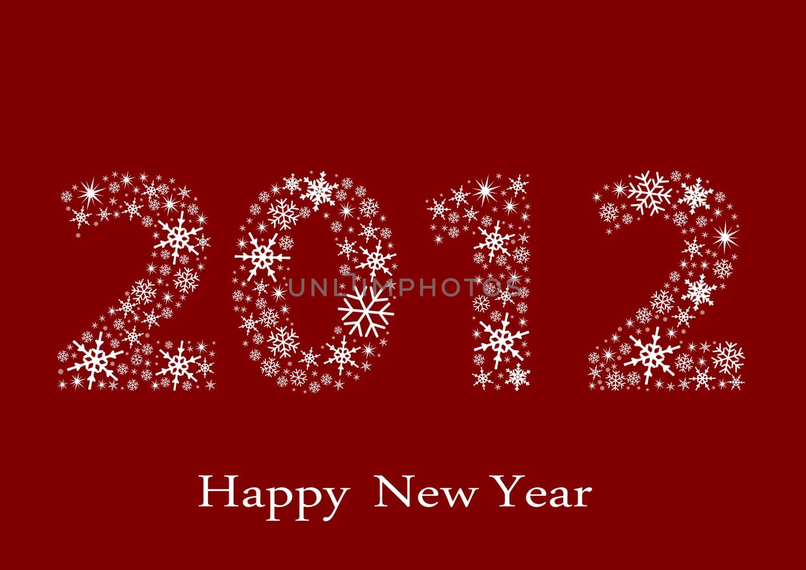 New Year's Eve 2012 made of snowflakes