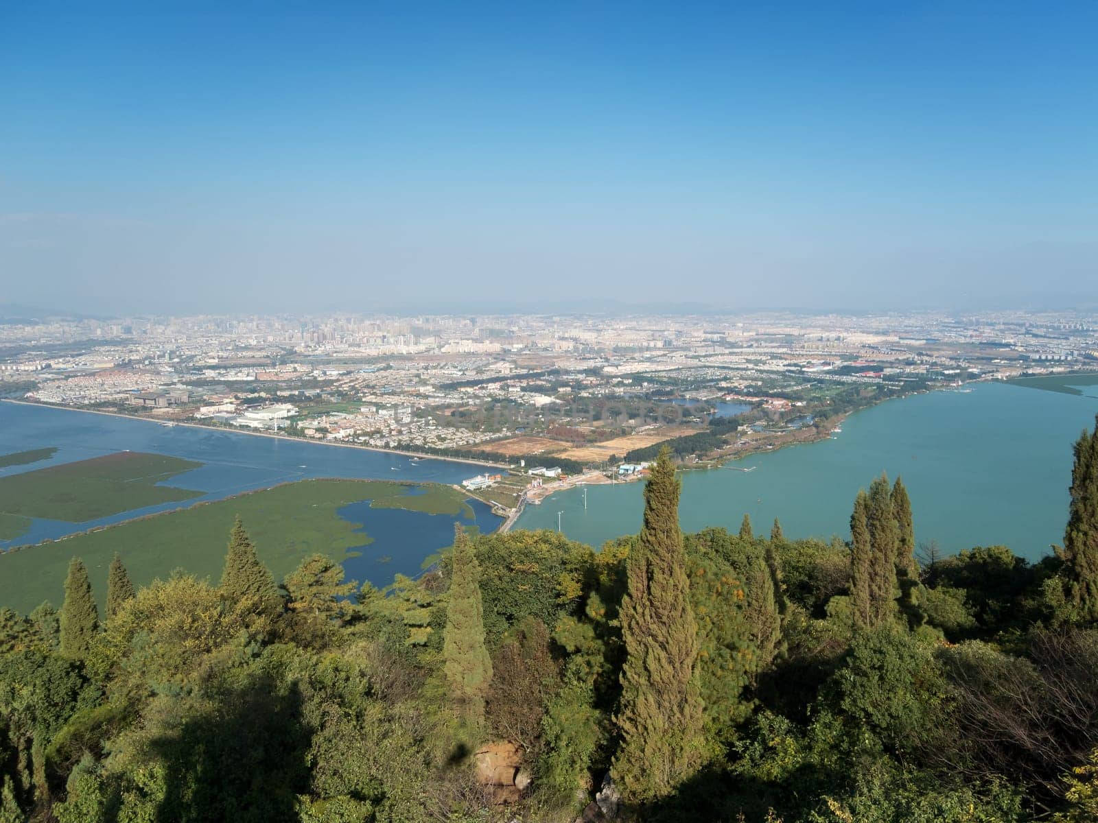 Panorama of Kunming,China,cityscape taken from the West Mountains