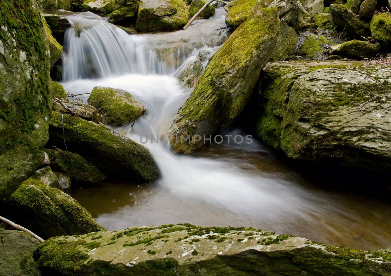 Rock Waterfall and silky effect, taken in a river Catalan Spain
