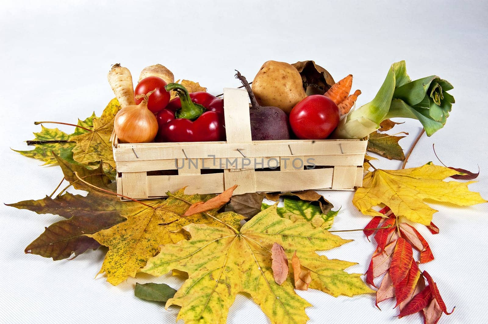 colorful fresh group of vegetables for a balanced diet on a white background