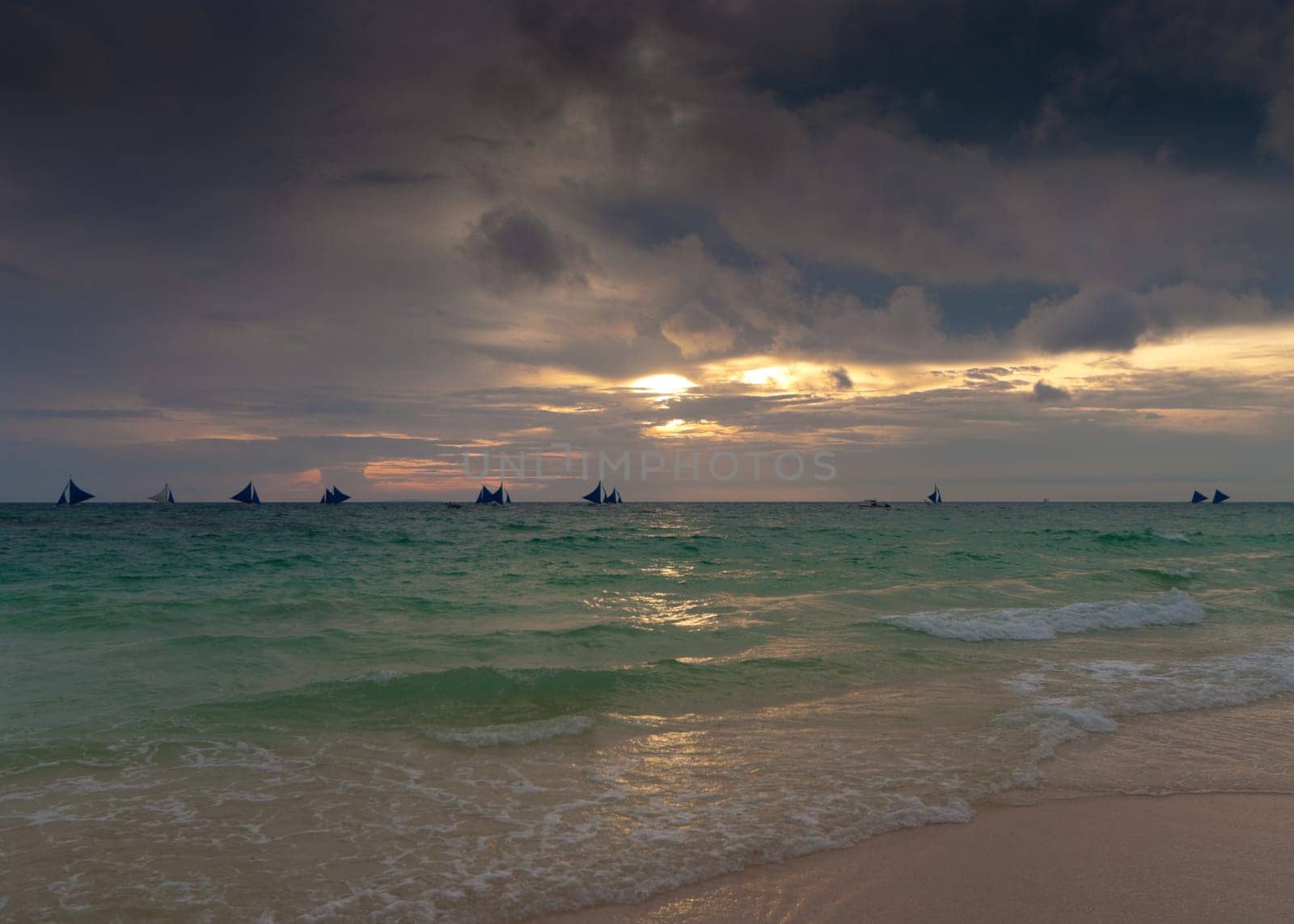 beautiful sunset on Boracay island, Philippines