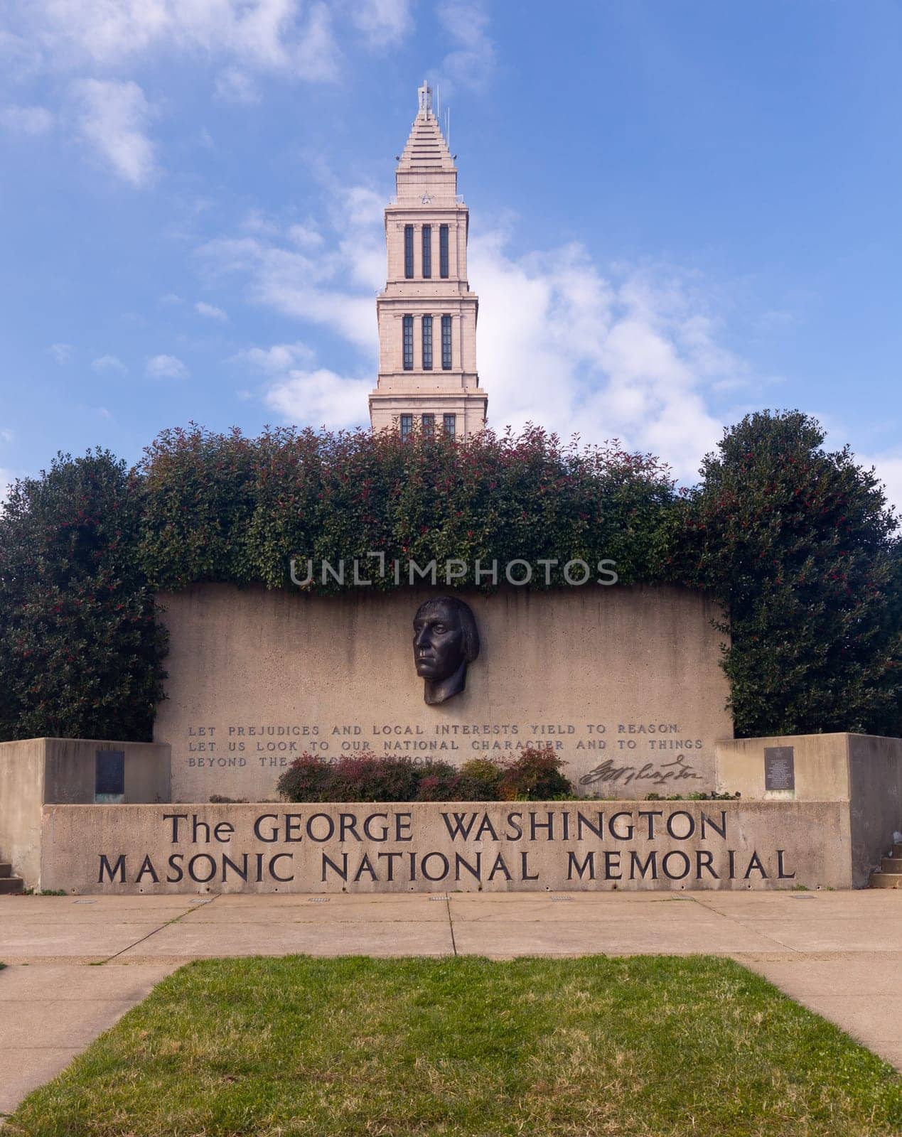 ALEXANDRIA, VA - DECEMBER 18:Washington Masonic Temple and memorial tower in Alexandria on December 18, 2011. This sculpture was dedicated in August 1982.