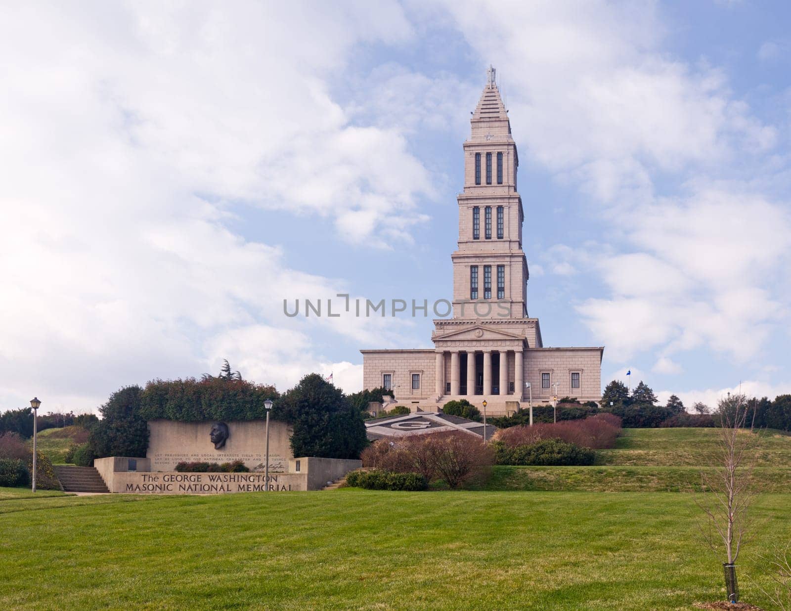 Washington Masonic Temple and memorial tower in Alexandria, Virginia. The tower was completed in 1932