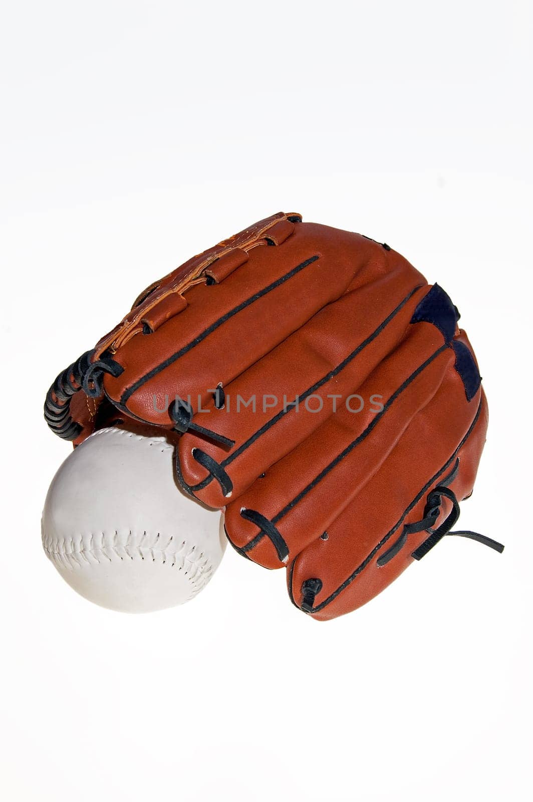 The baseball glove  on the white background